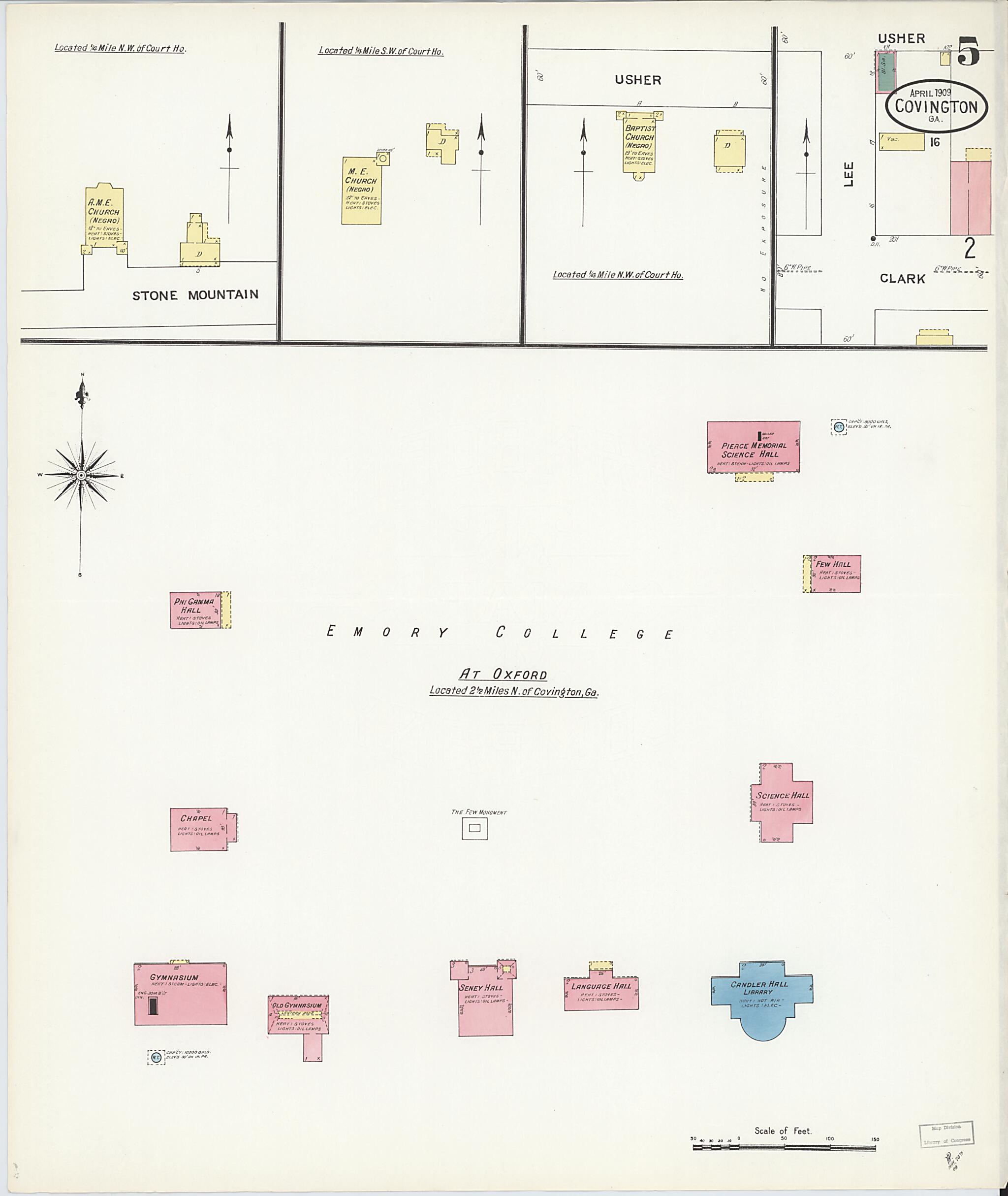 This old map of Covington, Newton County, Georgia was created by Sanborn Map Company in 1909