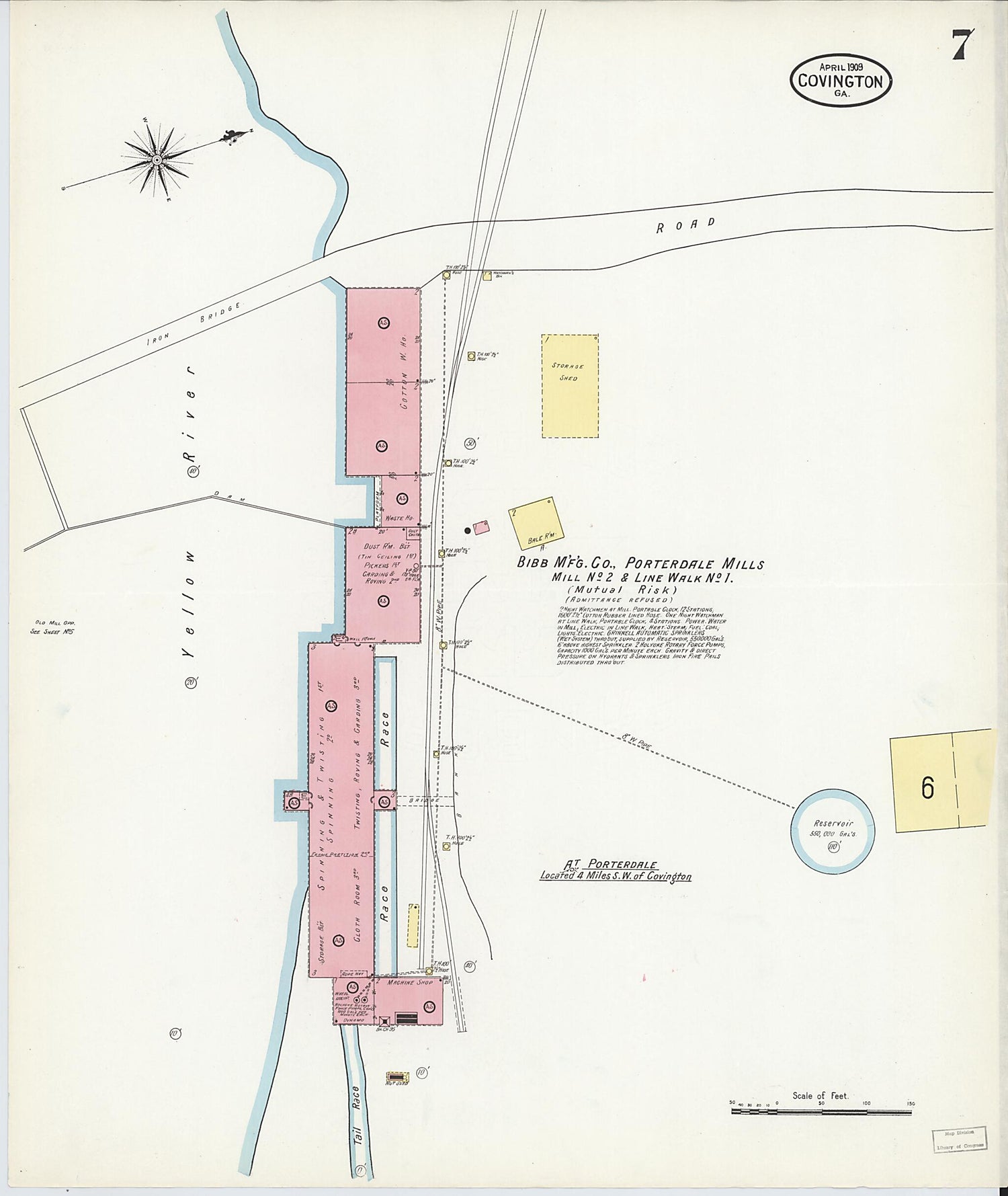 This old map of Covington, Newton County, Georgia was created by Sanborn Map Company in 1909