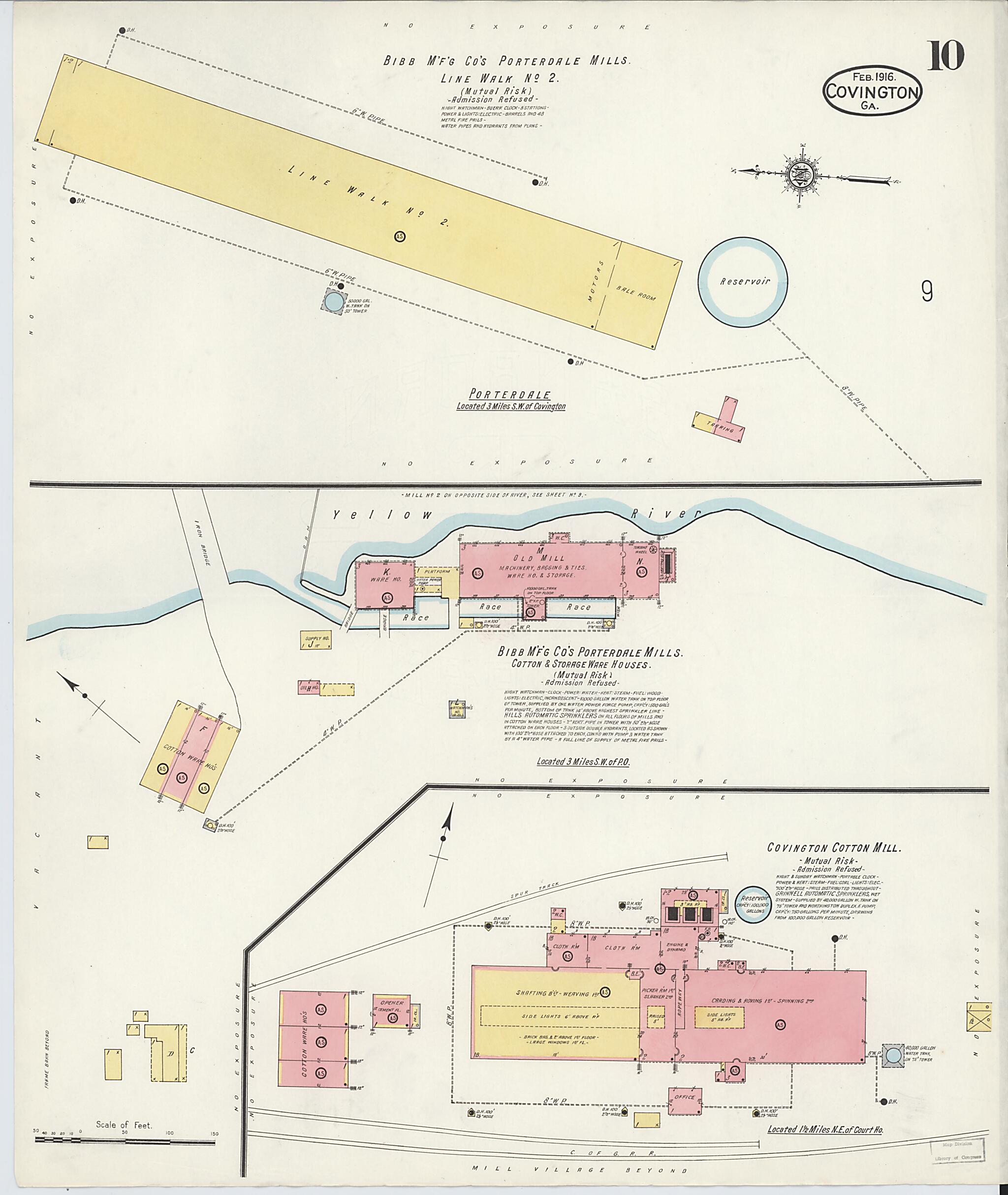 This old map of Covington, Newton County, Georgia was created by Sanborn Map Company in 1916