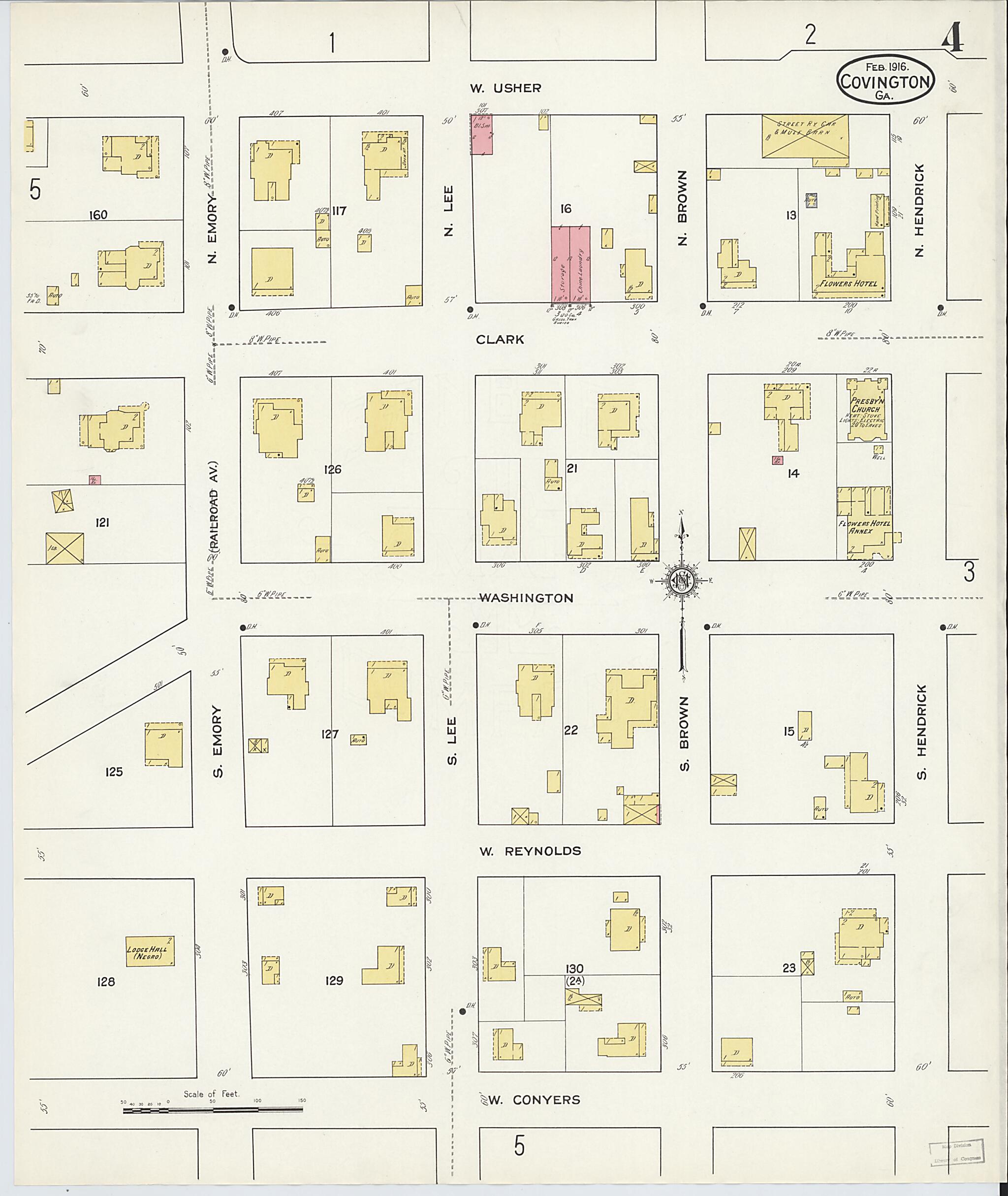 This old map of Covington, Newton County, Georgia was created by Sanborn Map Company in 1916