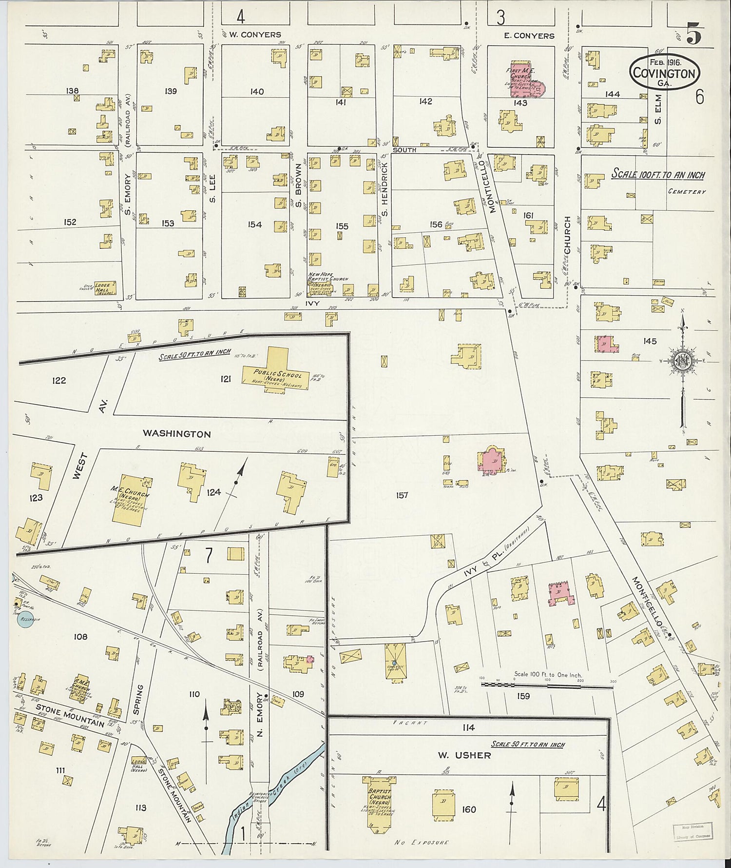 This old map of Covington, Newton County, Georgia was created by Sanborn Map Company in 1916