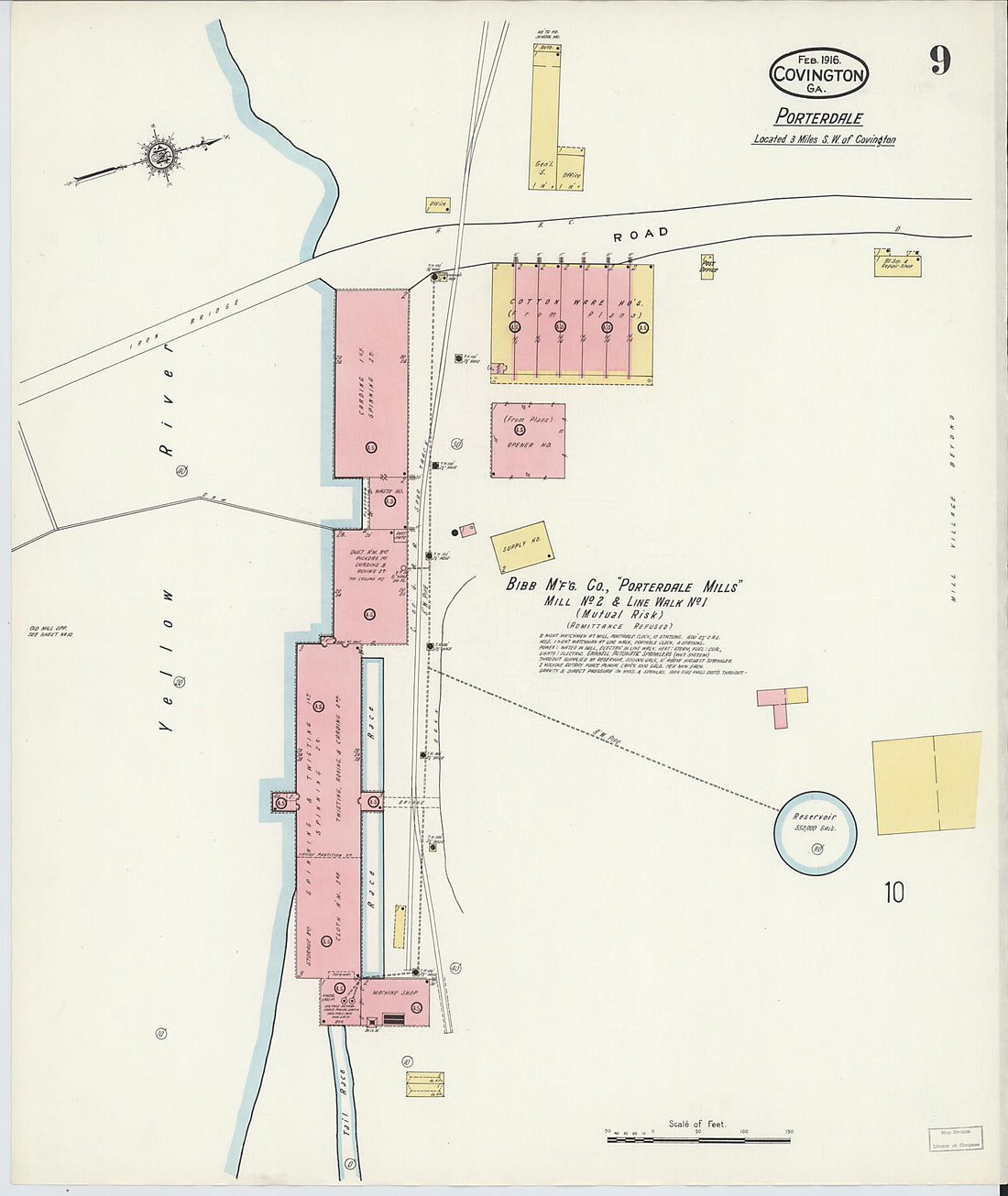 This old map of Covington, Newton County, Georgia was created by Sanborn Map Company in 1916