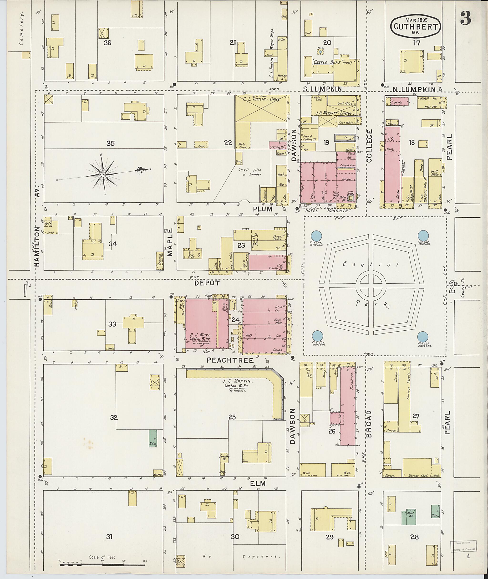 This old map of Cuthbert, Randolph County, Georgia was created by Sanborn Map Company in 1895