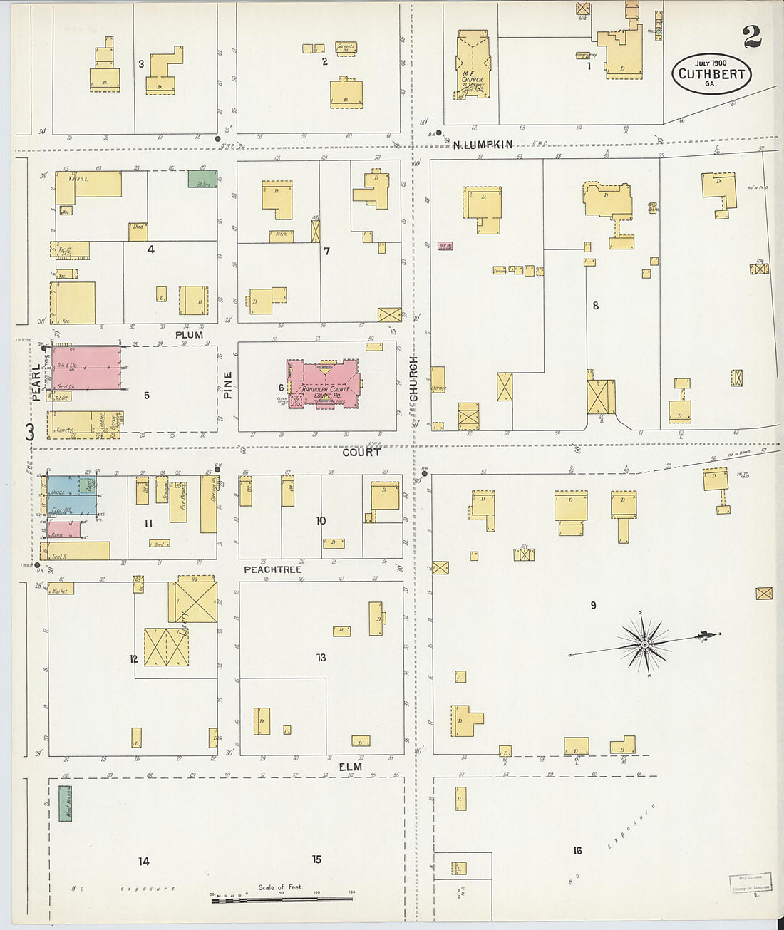 This old map of Cuthbert, Randolph County, Georgia was created by Sanborn Map Company in 1900