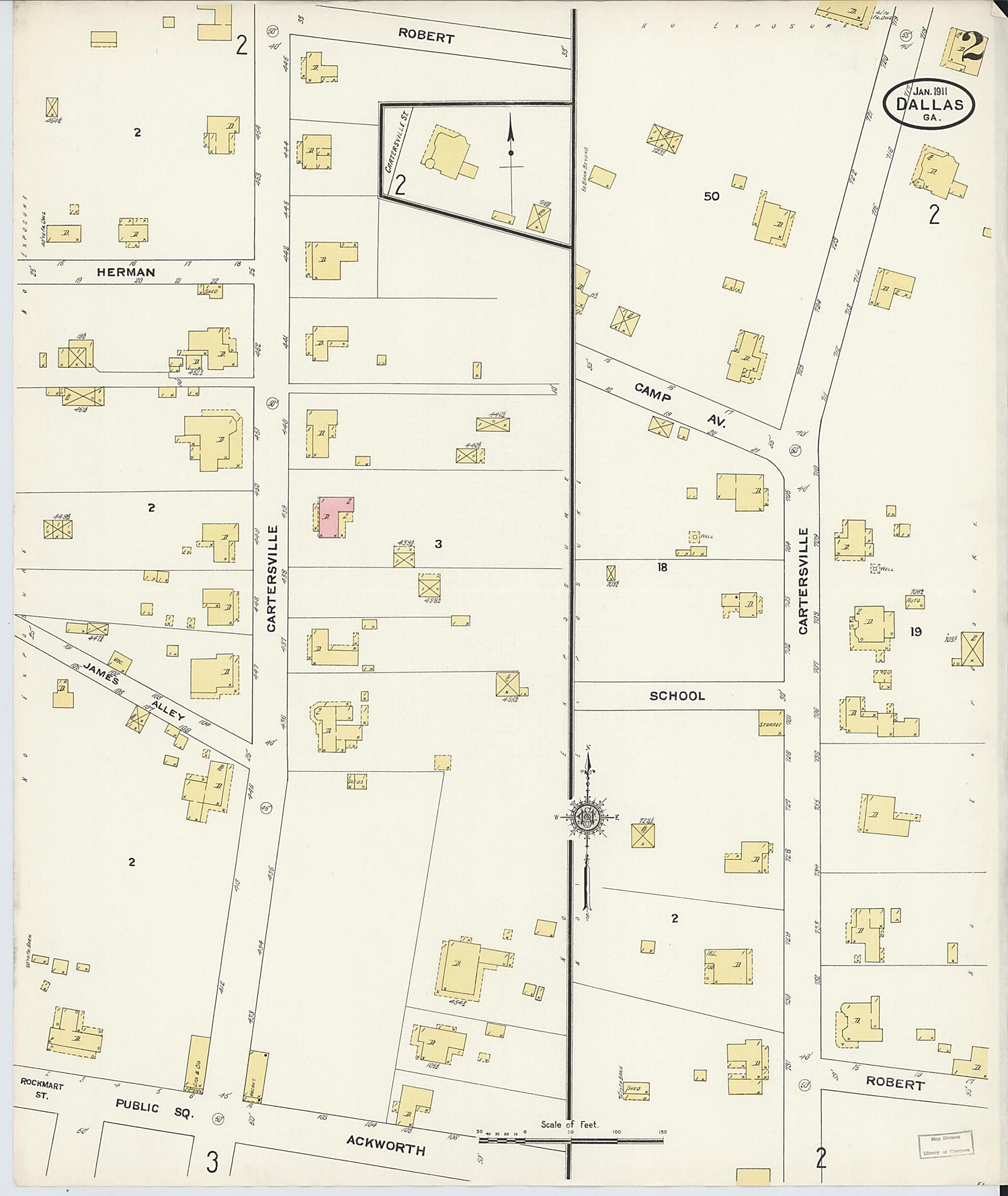 This old map of Dallas, Paulding County, Georgia was created by Sanborn Map Company in 1911