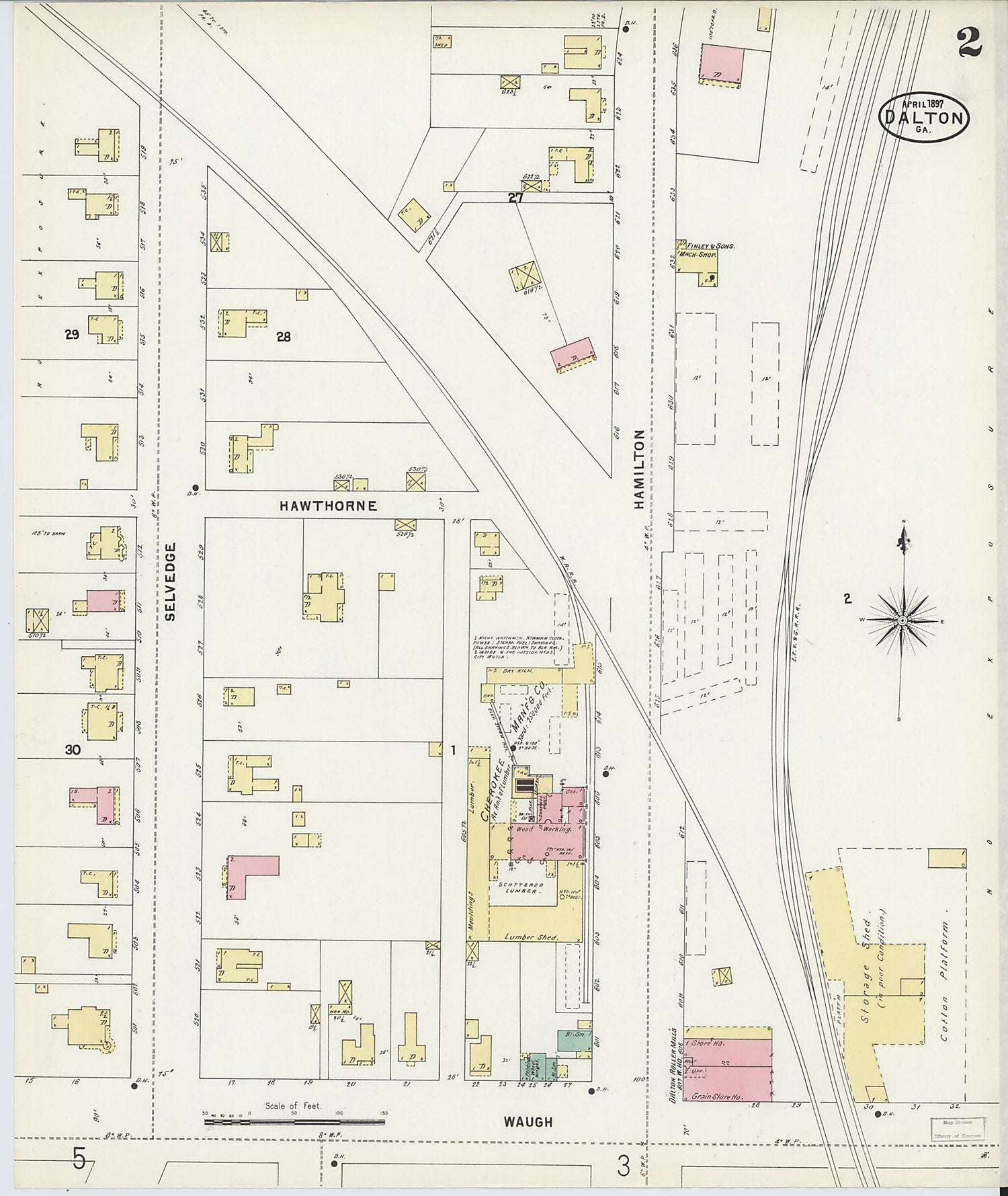 This old map of Dalton, Whitfield County, Georgia was created by Sanborn Map Company in 1897