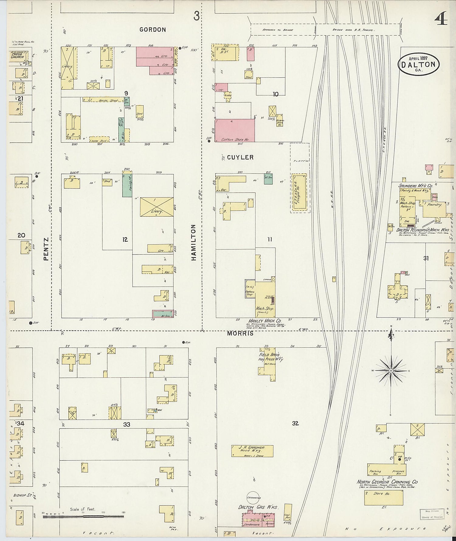 This old map of Dalton, Whitfield County, Georgia was created by Sanborn Map Company in 1897