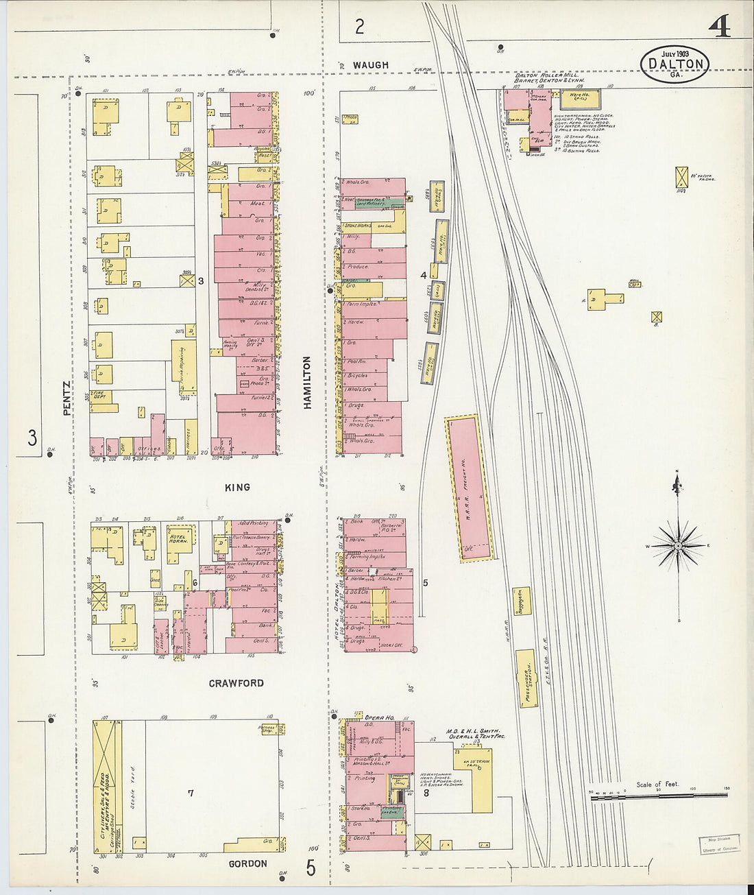 This old map of Dalton, Whitfield County, Georgia was created by Sanborn Map Company in 1903