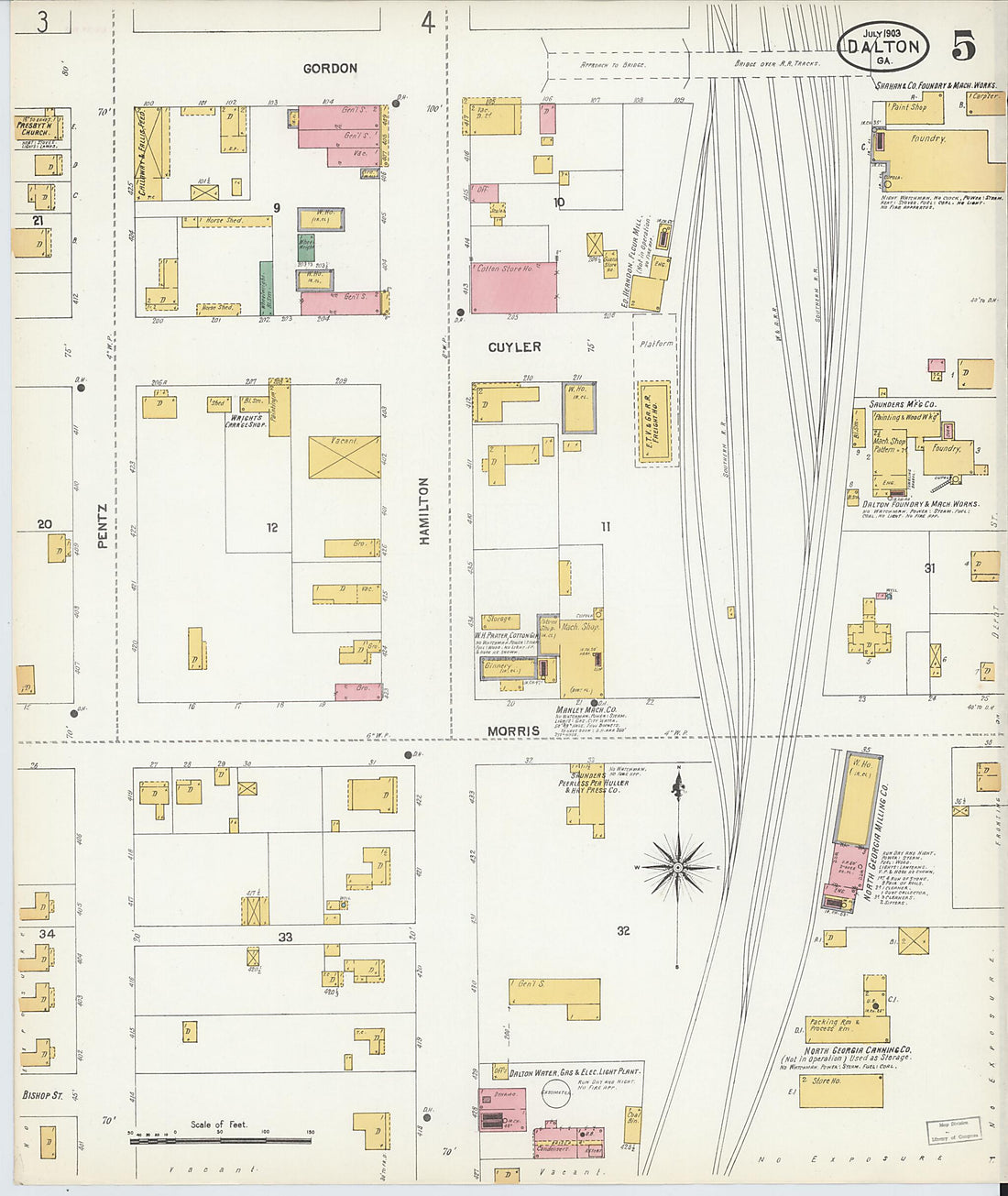 This old map of Dalton, Whitfield County, Georgia was created by Sanborn Map Company in 1903