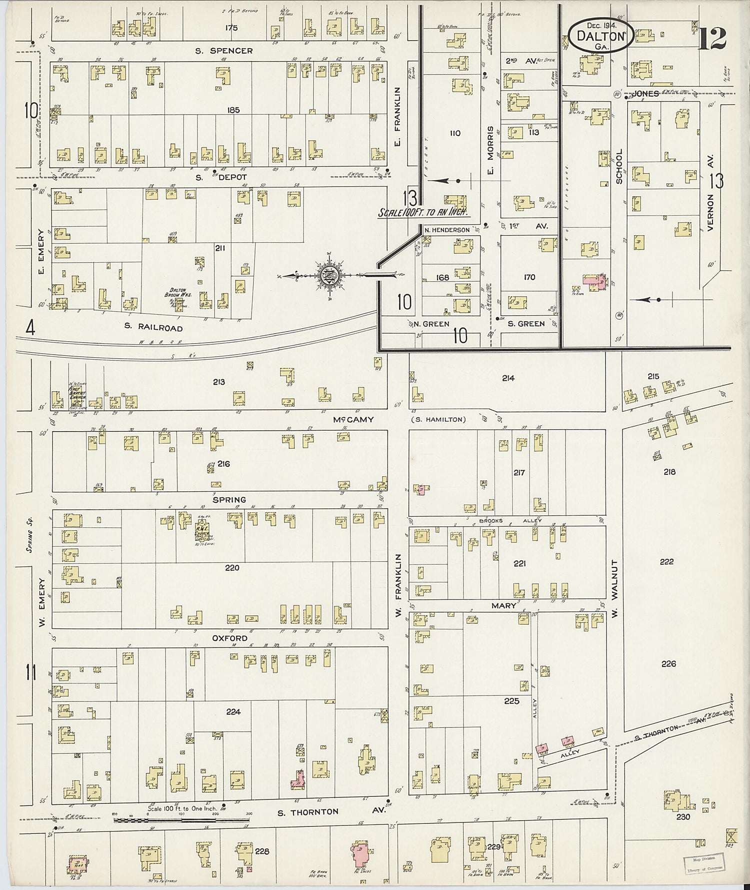 This old map of Dalton, Whitfield County, Georgia was created by Sanborn Map Company in 1914