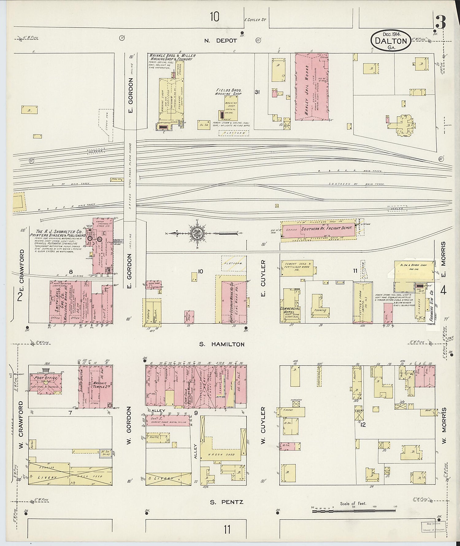 This old map of Dalton, Whitfield County, Georgia was created by Sanborn Map Company in 1914