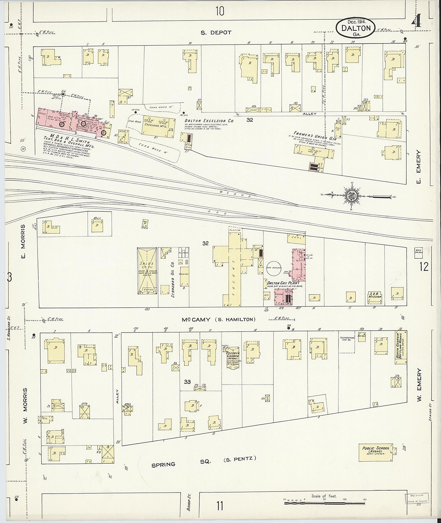 This old map of Dalton, Whitfield County, Georgia was created by Sanborn Map Company in 1914