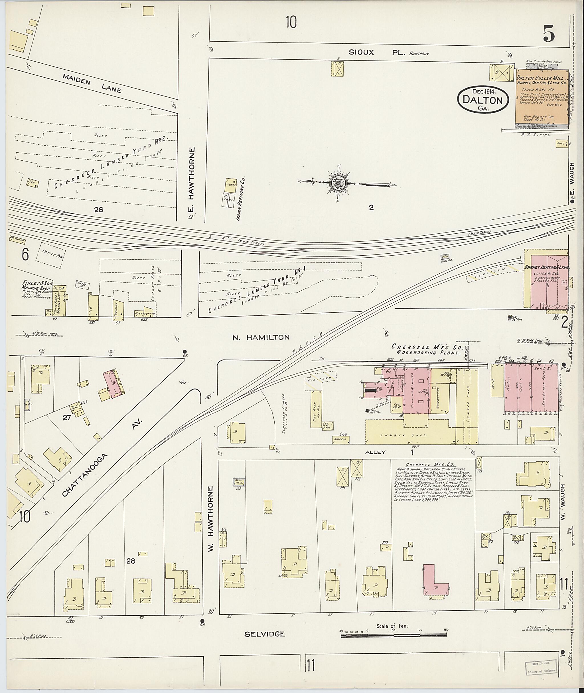 This old map of Dalton, Whitfield County, Georgia was created by Sanborn Map Company in 1914