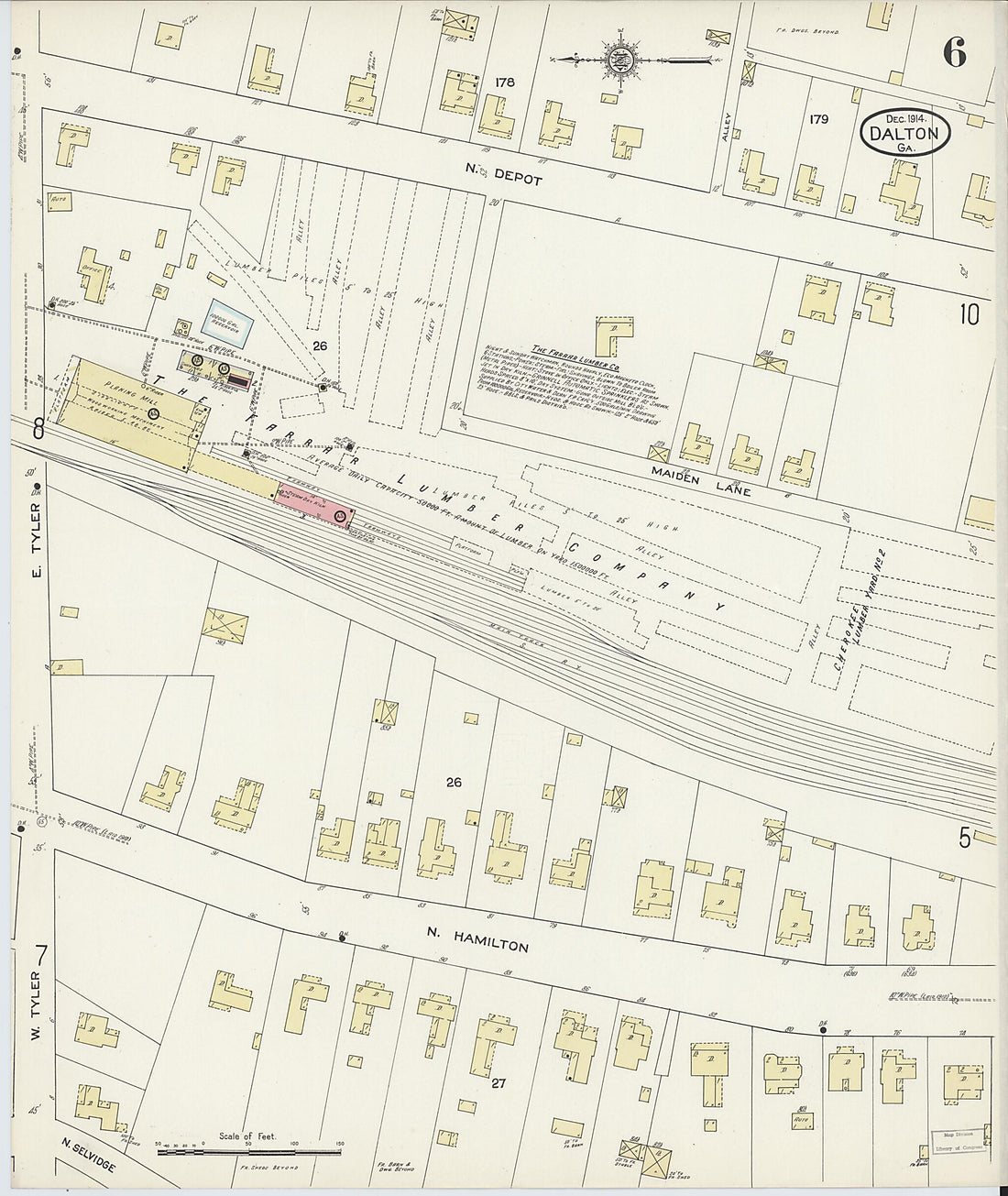 This old map of Dalton, Whitfield County, Georgia was created by Sanborn Map Company in 1914