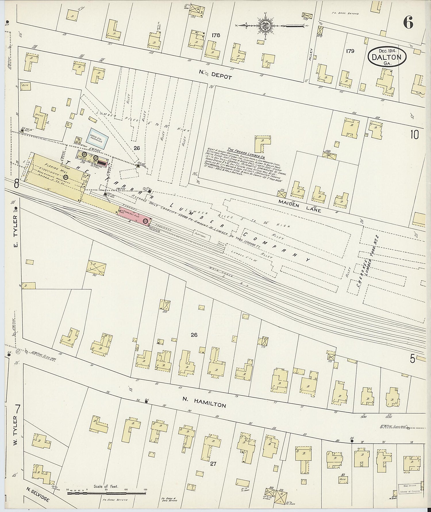 This old map of Dalton, Whitfield County, Georgia was created by Sanborn Map Company in 1914