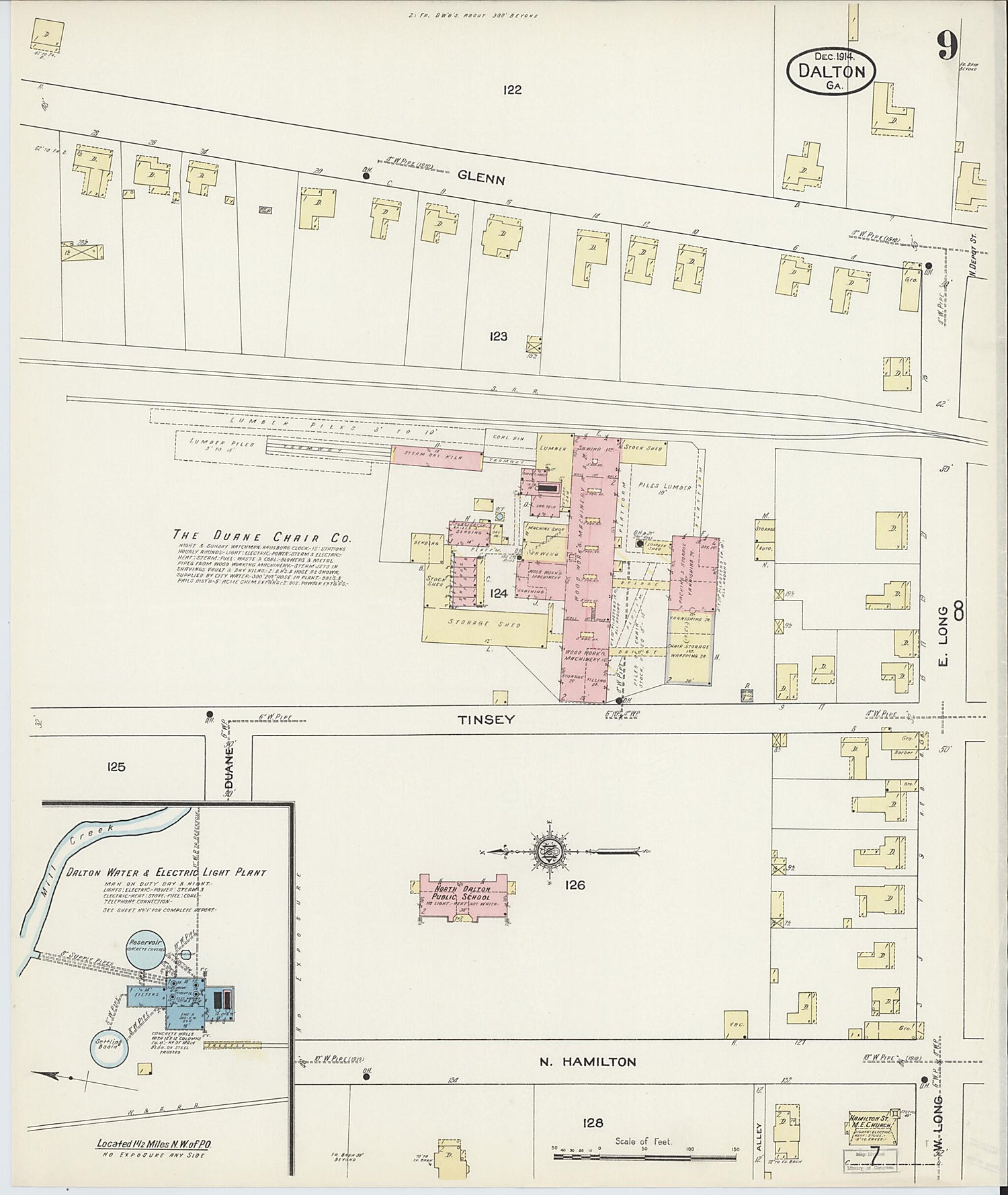 This old map of Dalton, Whitfield County, Georgia was created by Sanborn Map Company in 1914