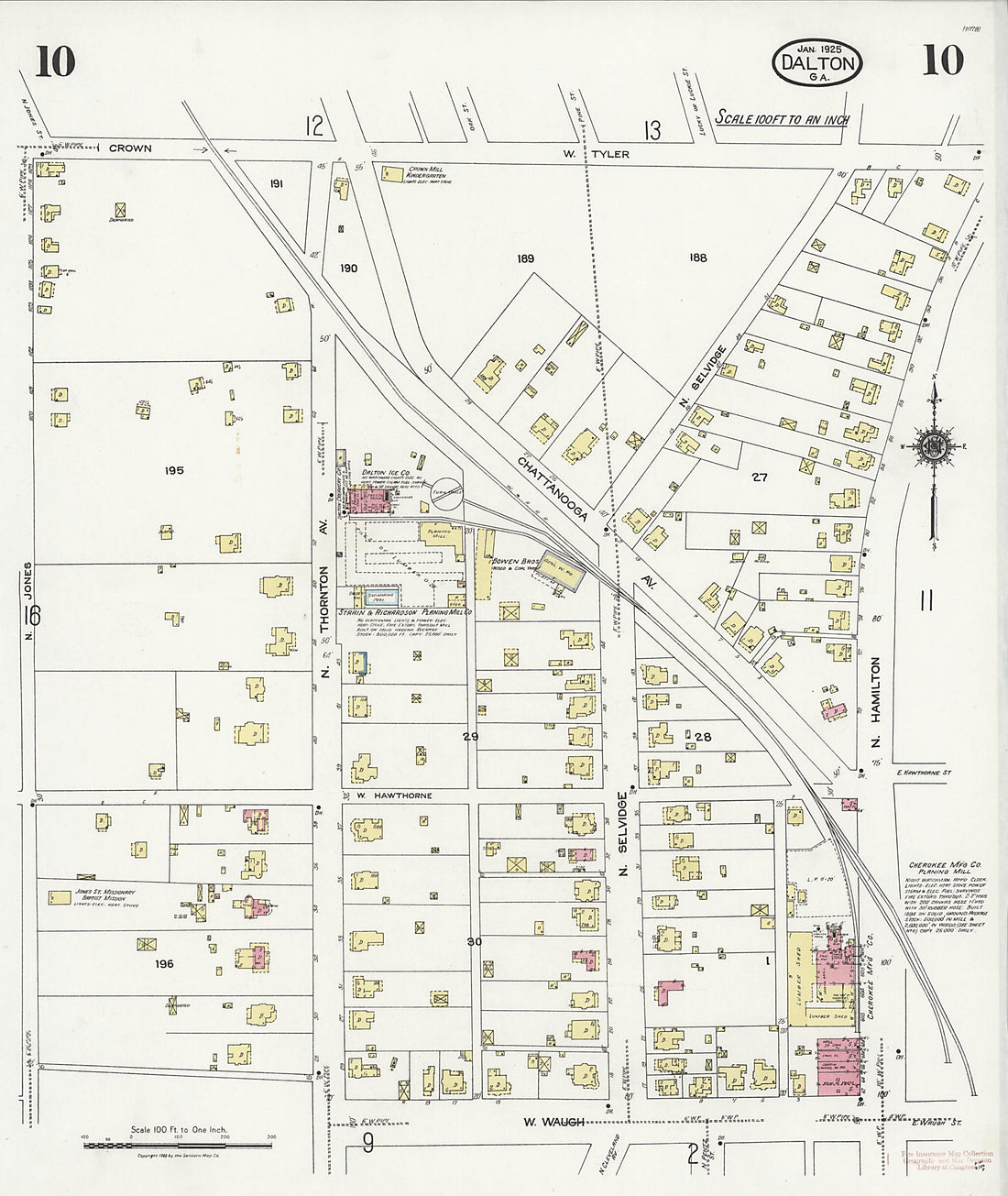 This old map of Dalton, Whitfield County, Georgia was created by Sanborn Map Company in 1925