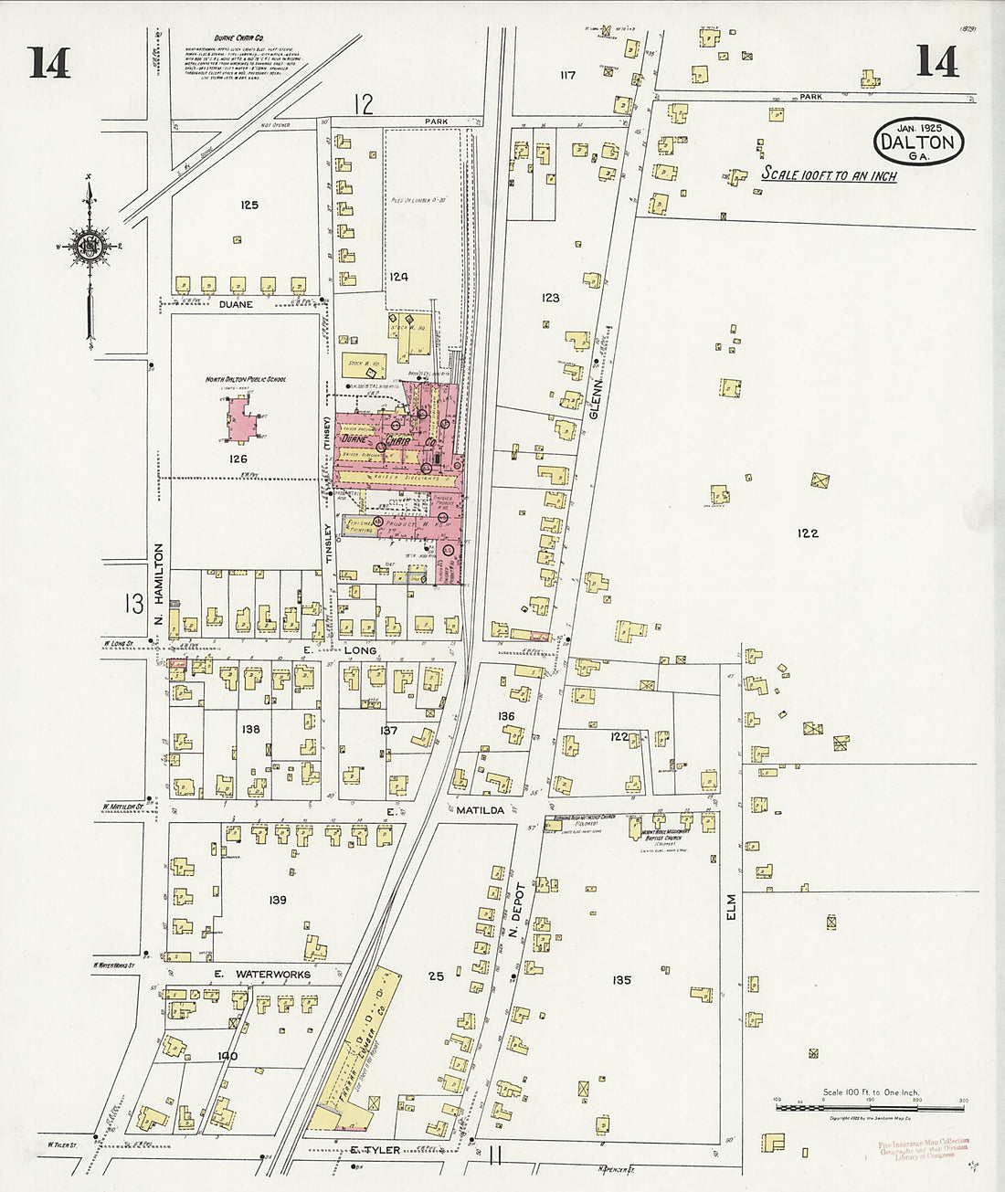 This old map of Dalton, Whitfield County, Georgia was created by Sanborn Map Company in 1925