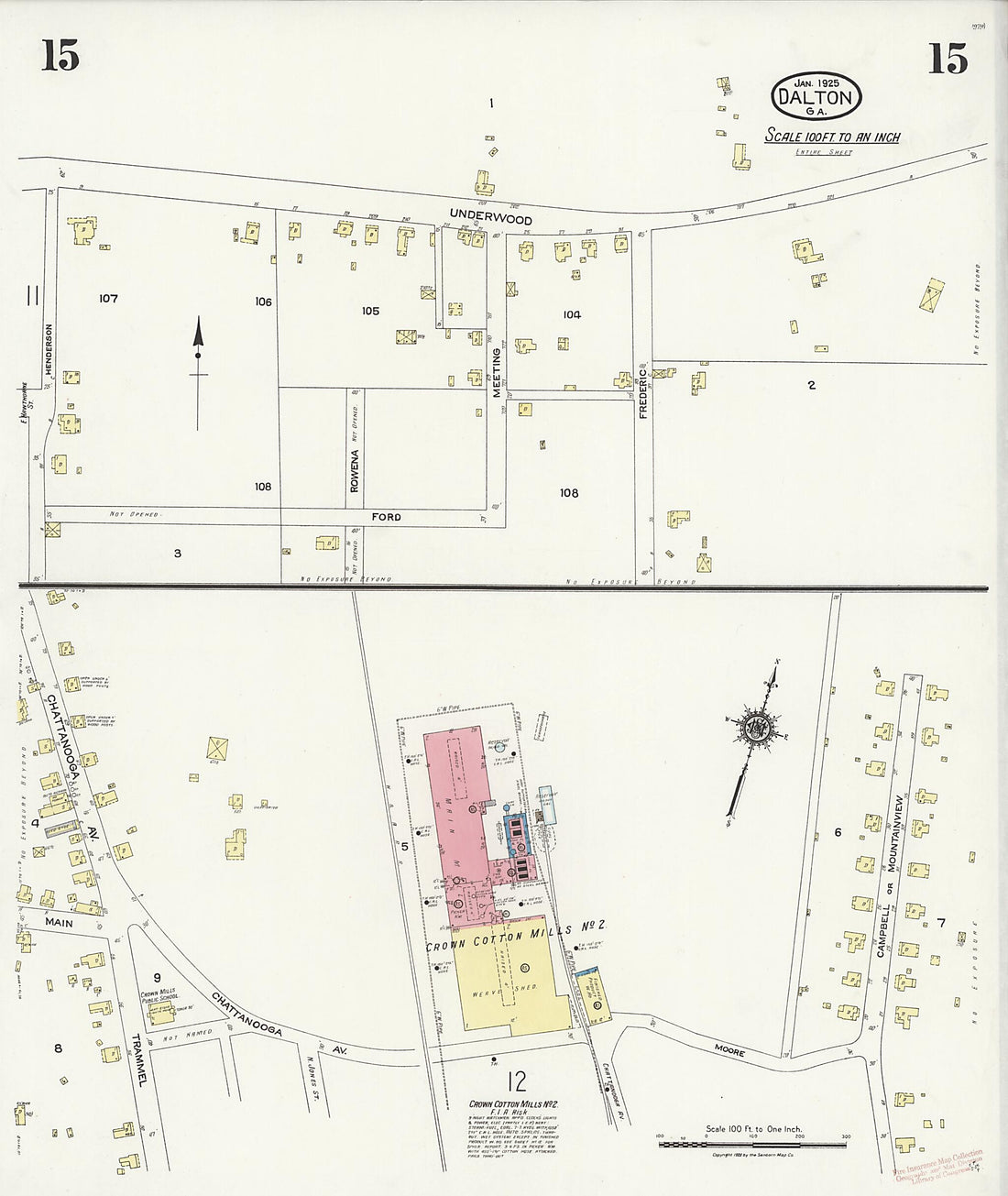 This old map of Dalton, Whitfield County, Georgia was created by Sanborn Map Company in 1925