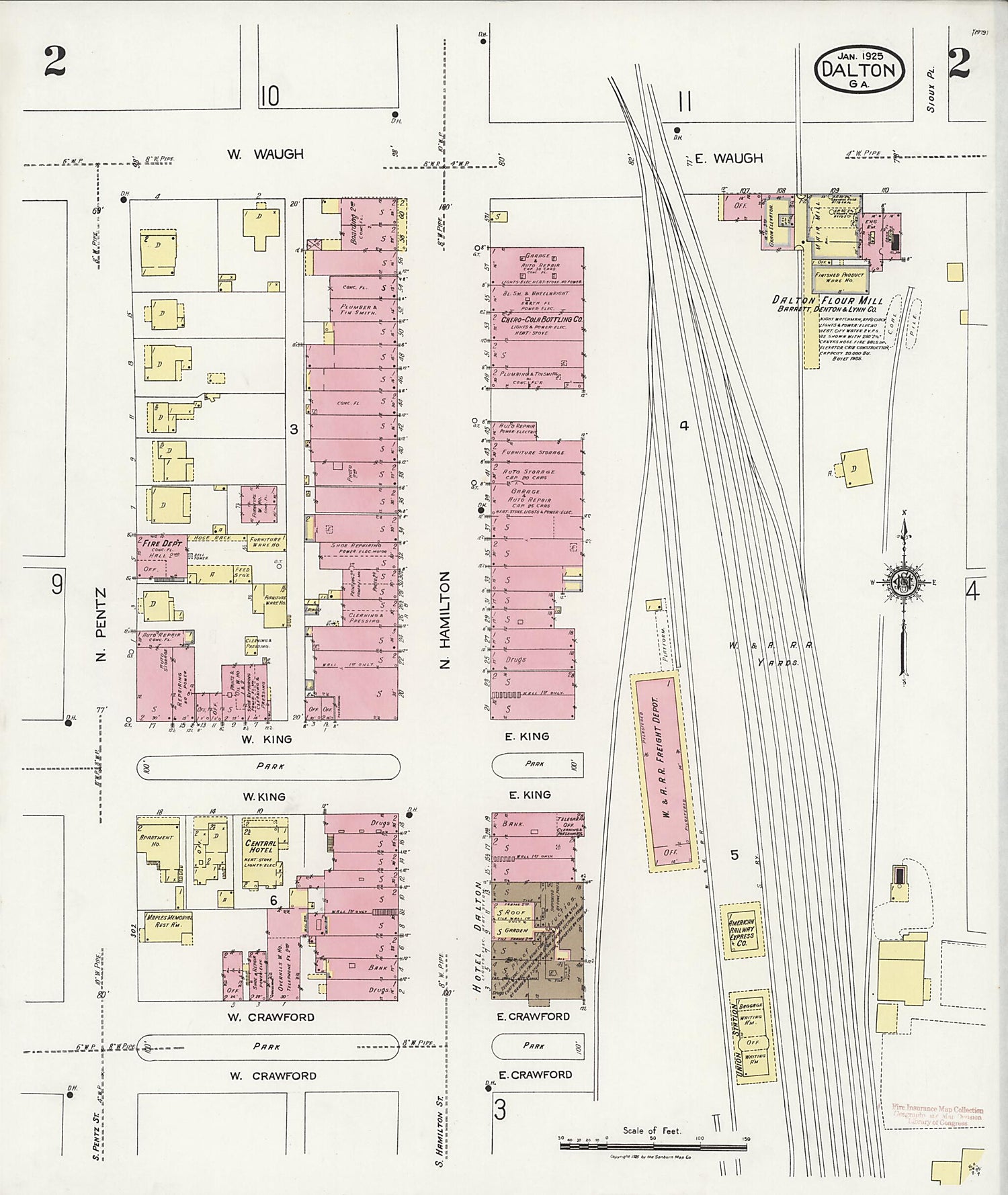 This old map of Dalton, Whitfield County, Georgia was created by Sanborn Map Company in 1925