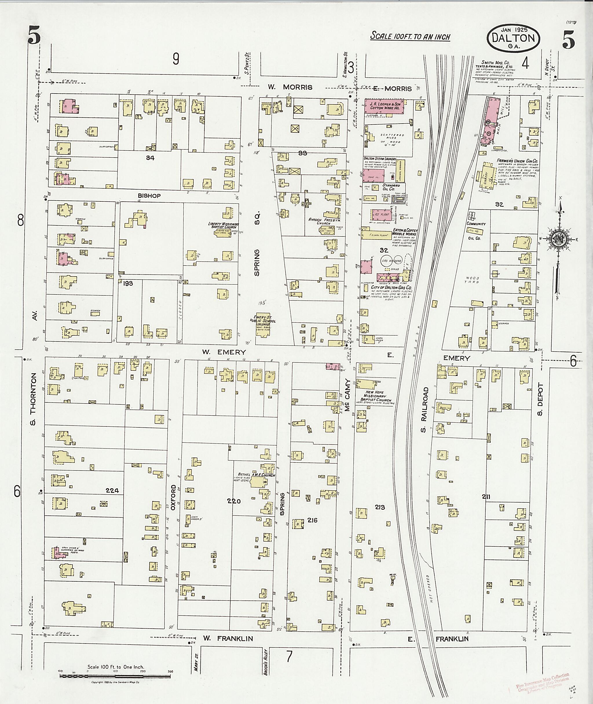 This old map of Dalton, Whitfield County, Georgia was created by Sanborn Map Company in 1925