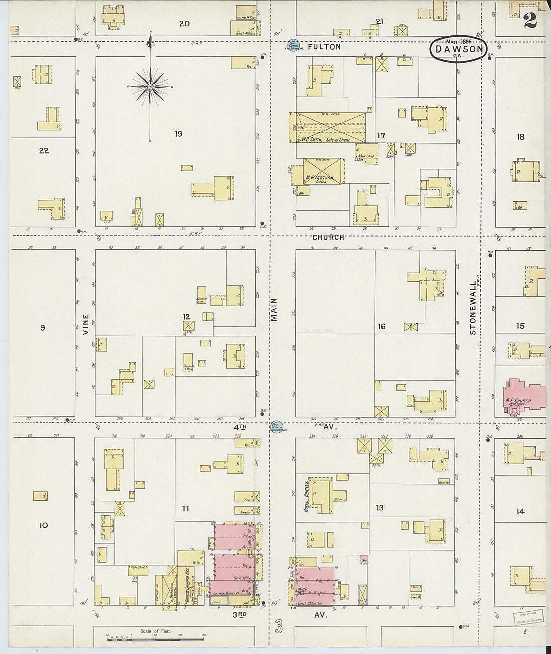 This old map of Dawson, Terrell County, Georgia was created by Sanborn Map Company in 1895