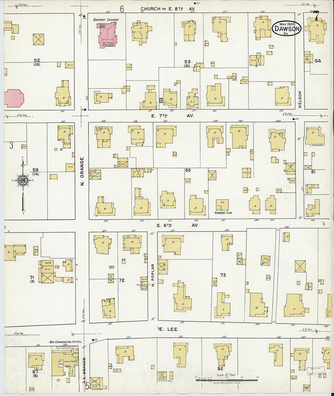 This old map of Dawson, Terrell County, Georgia was created by Sanborn Map Company in 1920