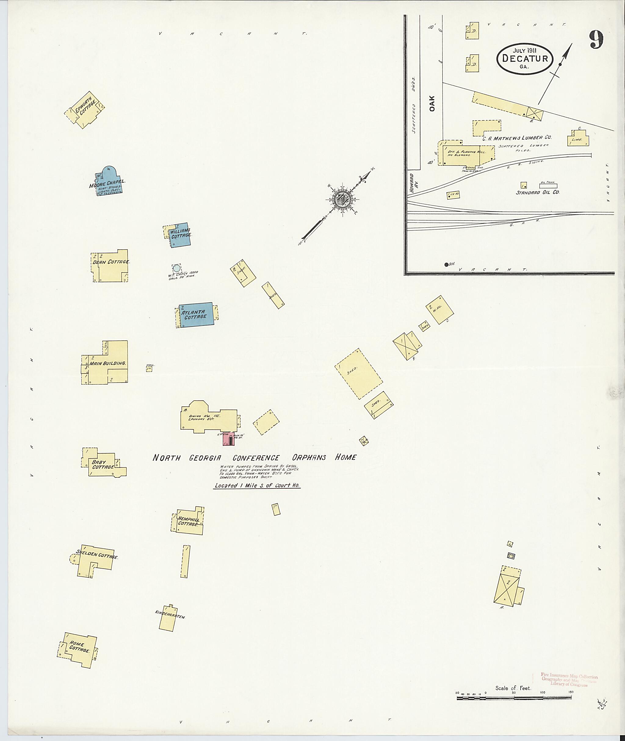 This old map of Decatur, De Kalb County, Georgia was created by Sanborn Map Company in 1911