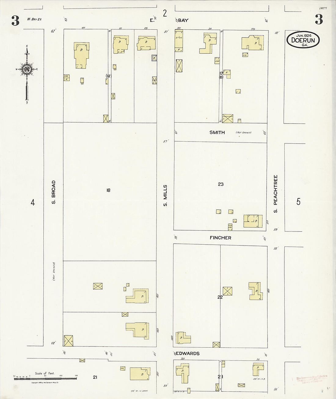 This old map of Doerun, Colquitt County, Georgia was created by Sanborn Map Company in 1924