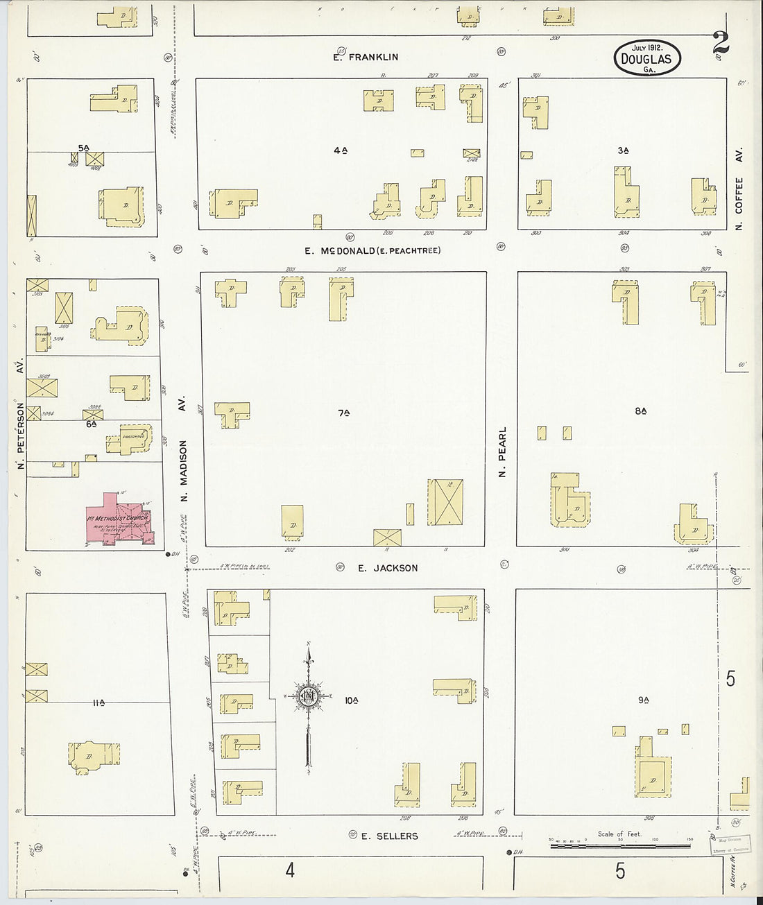 This old map of Douglas, Coffee County, Georgia was created by Sanborn Map Company in 1912