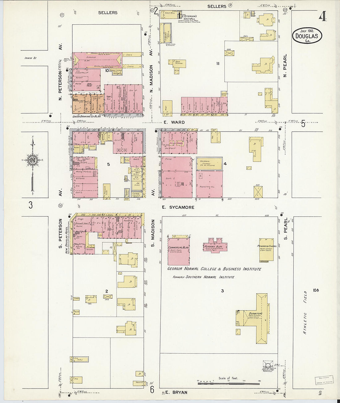 This old map of Douglas, Coffee County, Georgia was created by Sanborn Map Company in 1912