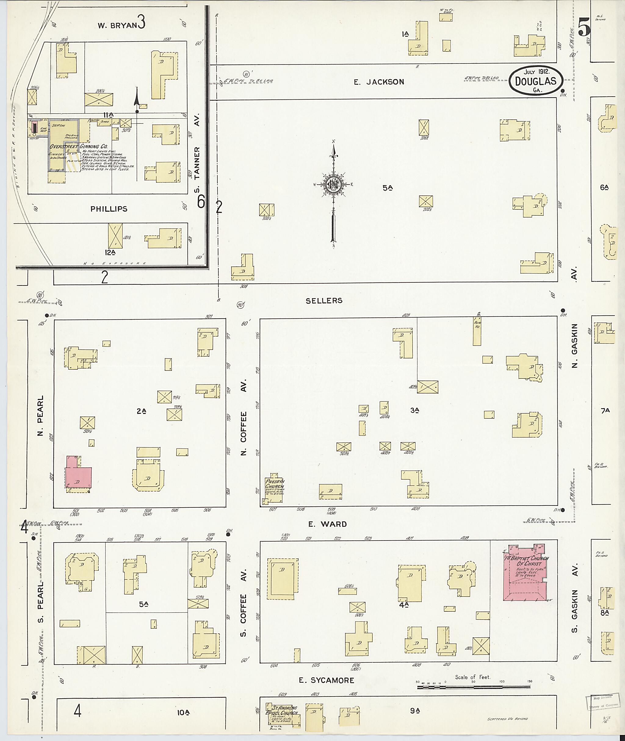 This old map of Douglas, Coffee County, Georgia was created by Sanborn Map Company in 1912