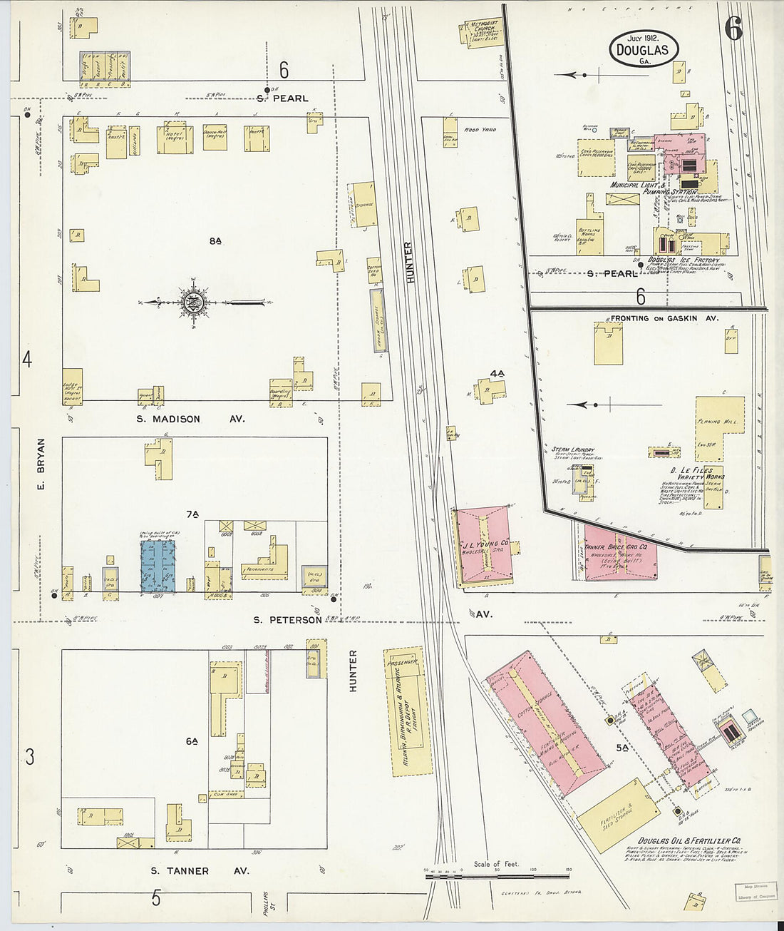 This old map of Douglas, Coffee County, Georgia was created by Sanborn Map Company in 1912