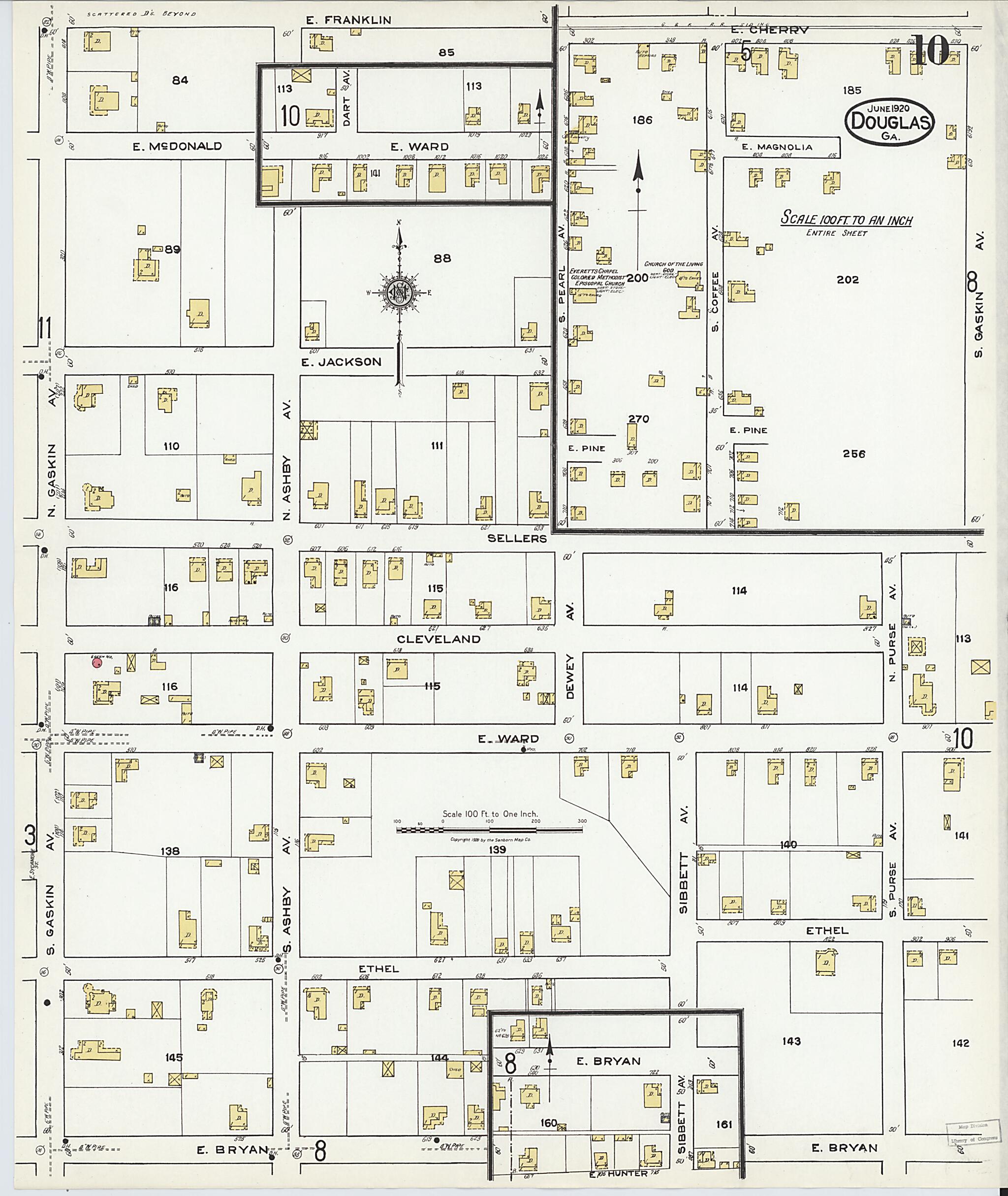 This old map of Douglas, Coffee County, Georgia was created by Sanborn Map Company in 1920