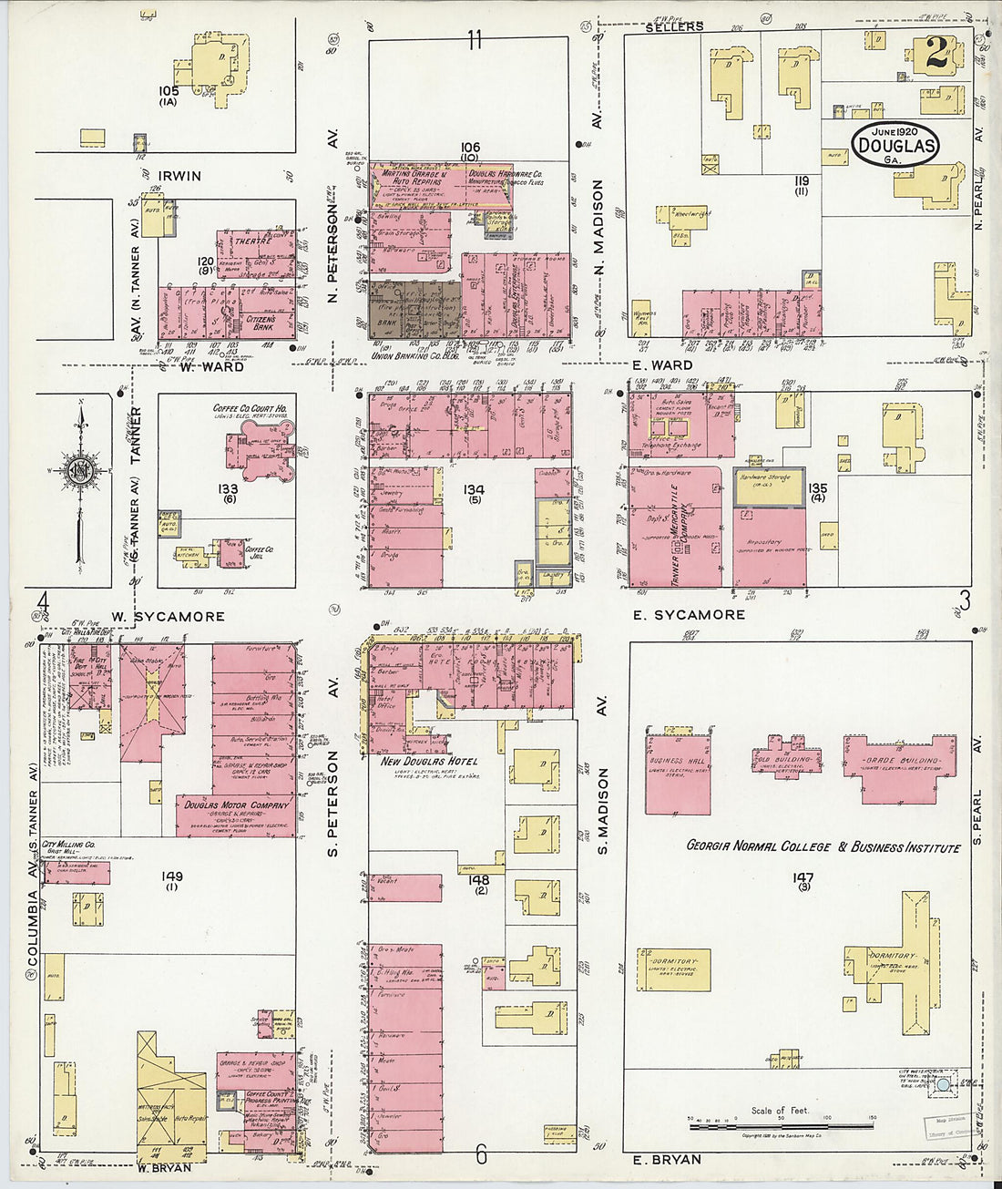 This old map of Douglas, Coffee County, Georgia was created by Sanborn Map Company in 1920