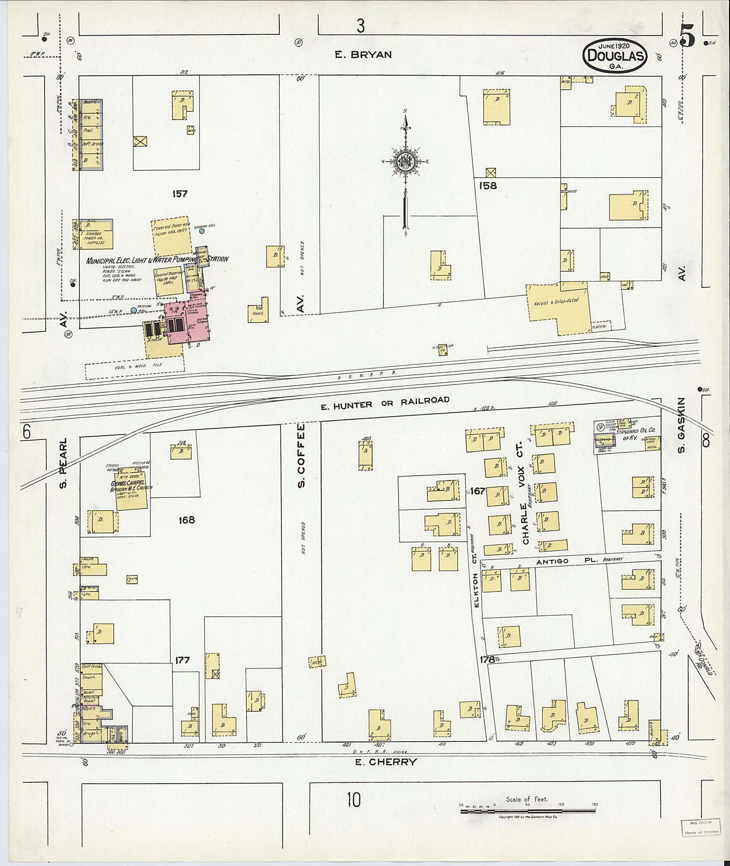 This old map of Douglas, Coffee County, Georgia was created by Sanborn Map Company in 1920