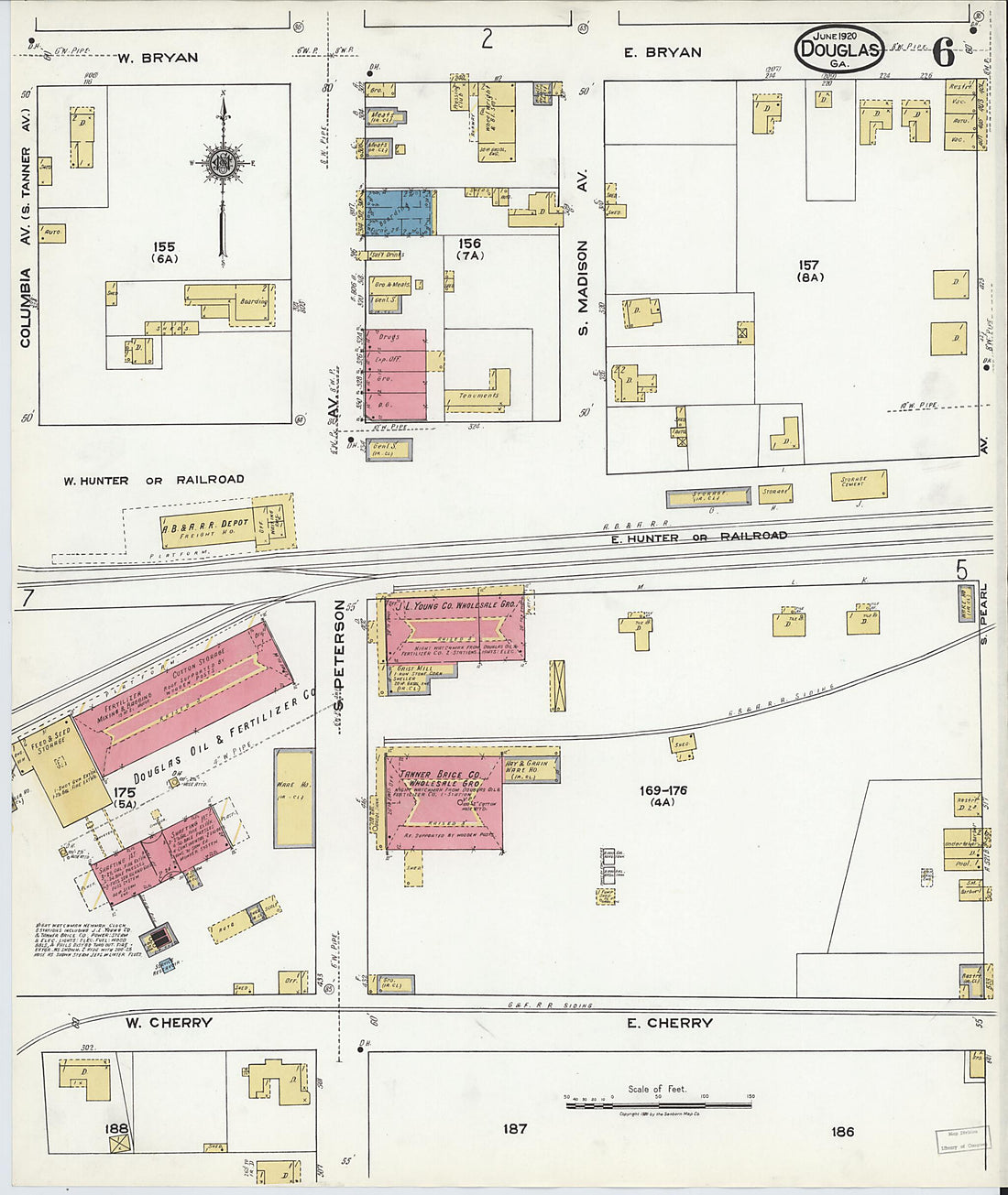 This old map of Douglas, Coffee County, Georgia was created by Sanborn Map Company in 1920