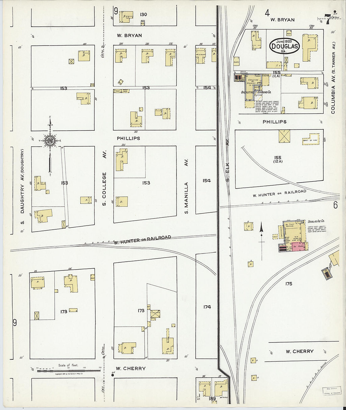 This old map of Douglas, Coffee County, Georgia was created by Sanborn Map Company in 1920