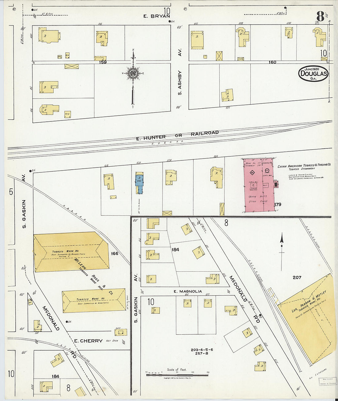 This old map of Douglas, Coffee County, Georgia was created by Sanborn Map Company in 1920