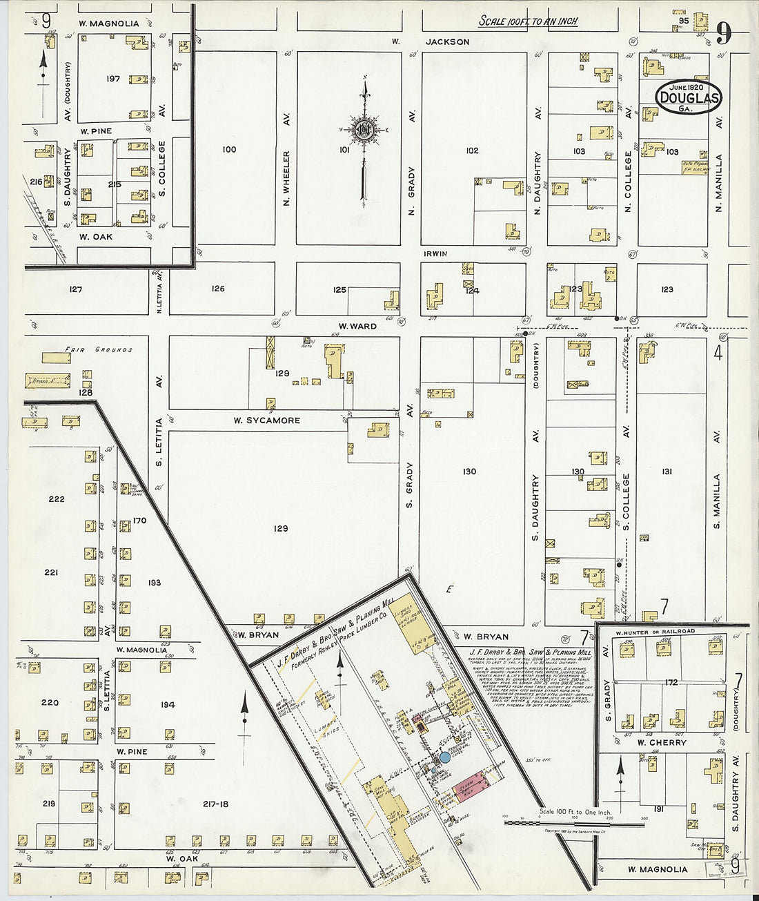 This old map of Douglas, Coffee County, Georgia was created by Sanborn Map Company in 1920