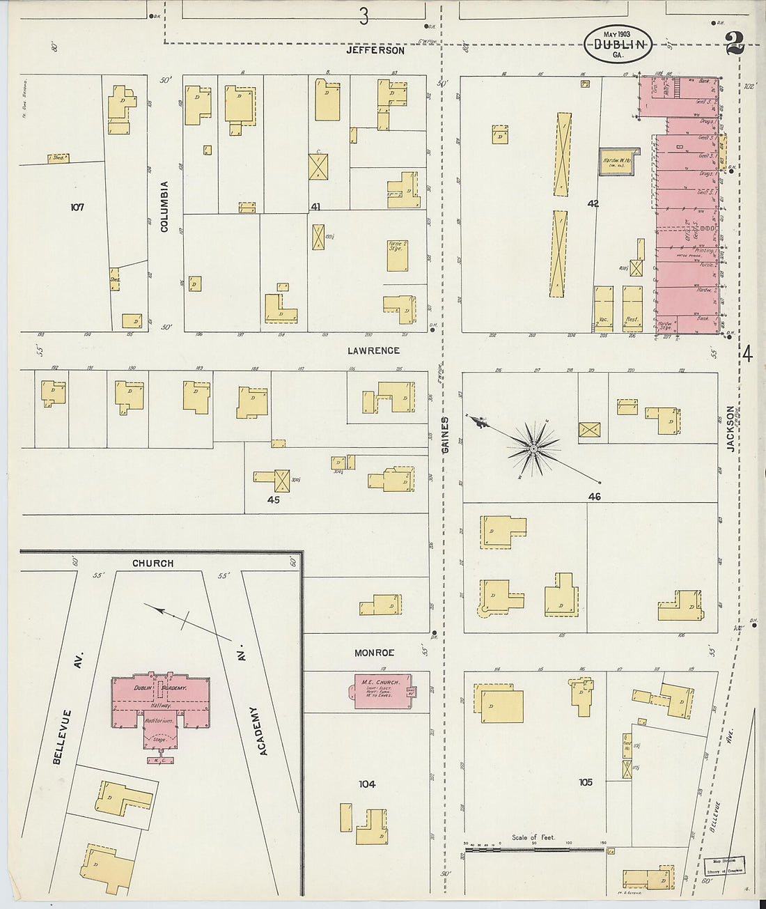 This old map of Dublin, Laurens County, Georgia was created by Sanborn Map Company in 1903