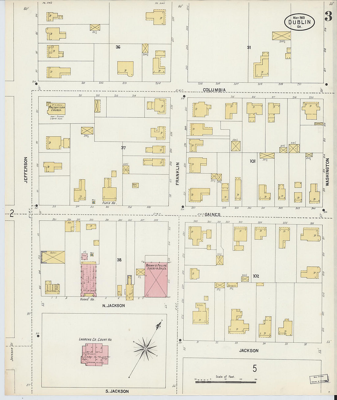 This old map of Dublin, Laurens County, Georgia was created by Sanborn Map Company in 1903