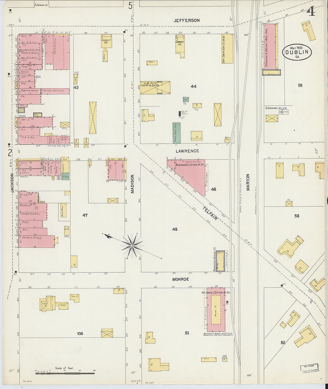 This old map of Dublin, Laurens County, Georgia was created by Sanborn Map Company in 1903