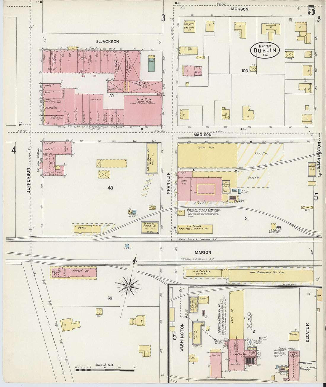 This old map of Dublin, Laurens County, Georgia was created by Sanborn Map Company in 1903