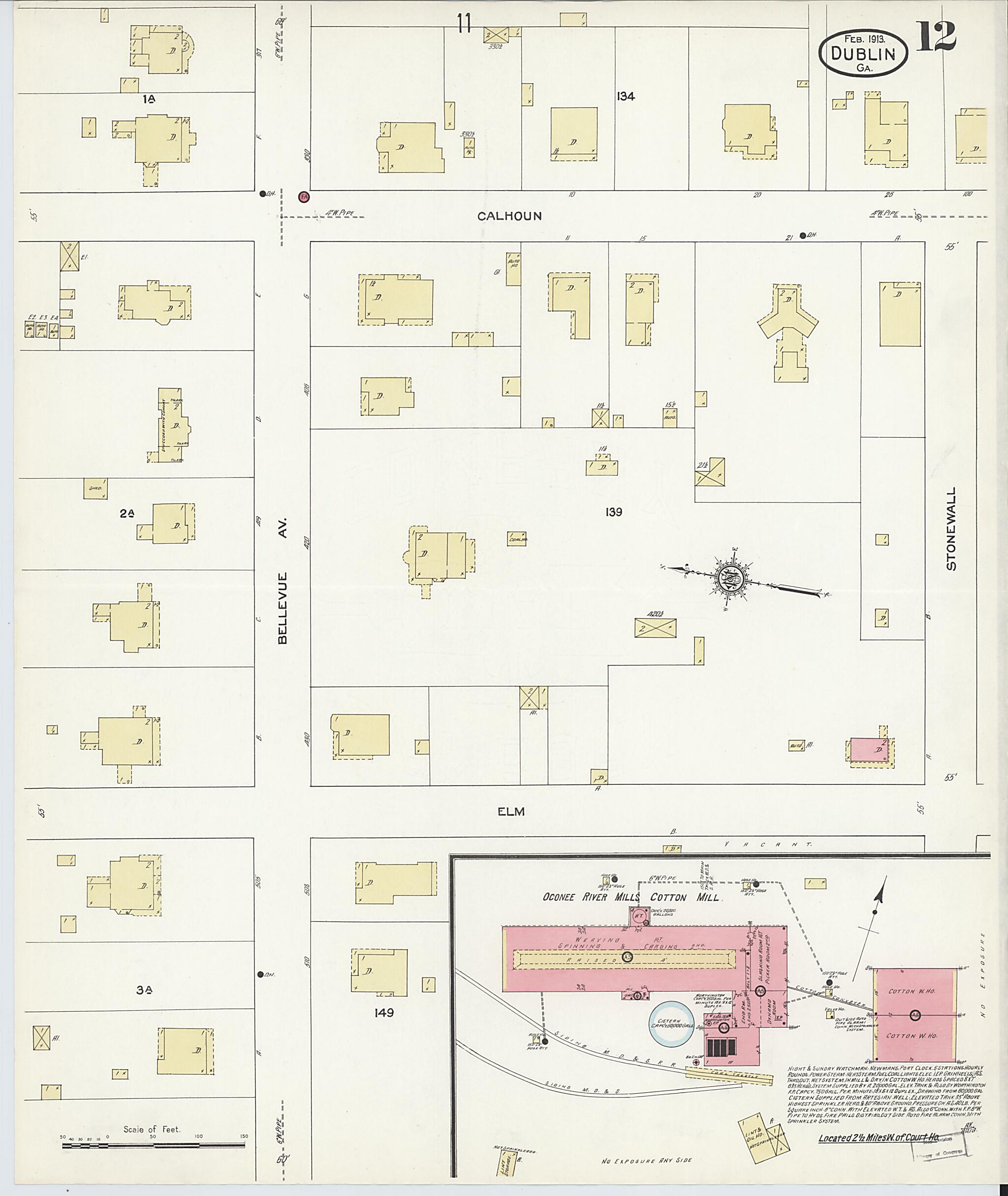 This old map of Dublin, Laurens County, Georgia was created by Sanborn Map Company in 1913