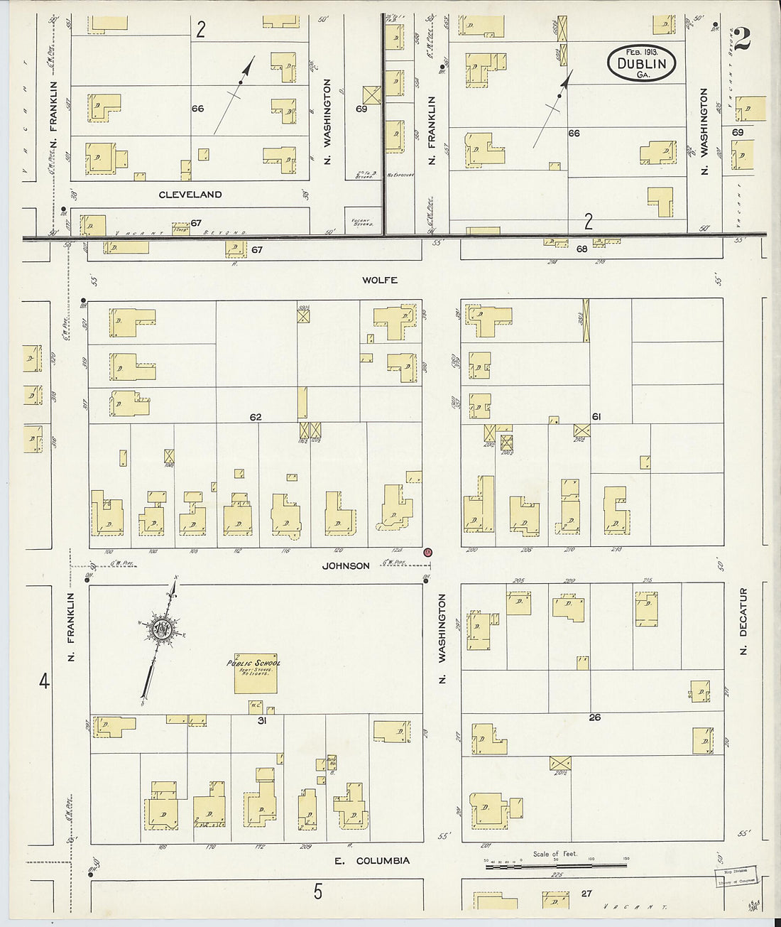 This old map of Dublin, Laurens County, Georgia was created by Sanborn Map Company in 1913