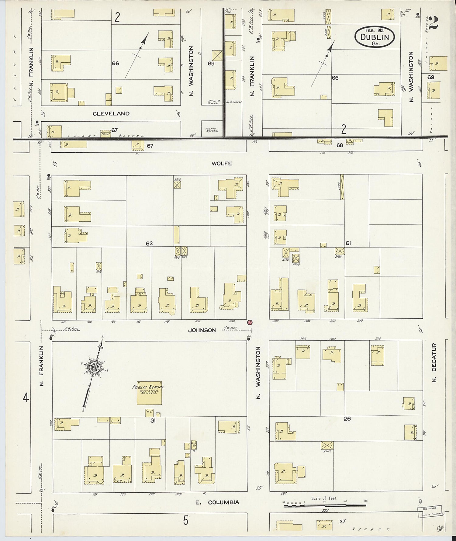 This old map of Dublin, Laurens County, Georgia was created by Sanborn Map Company in 1913