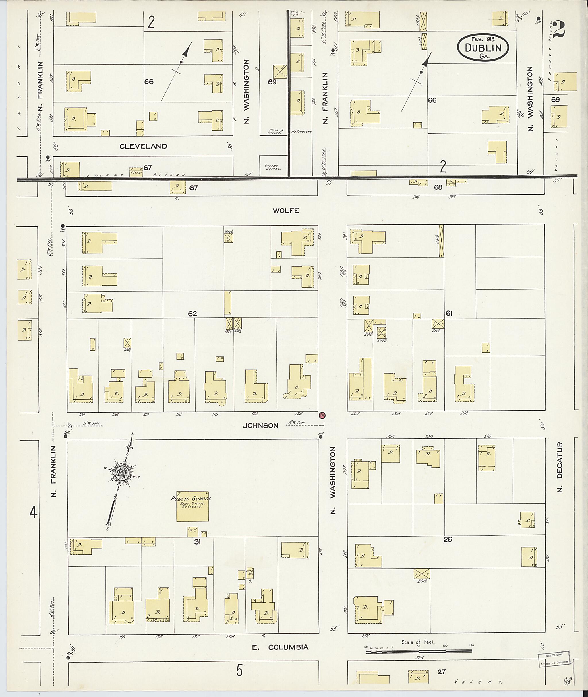 This old map of Dublin, Laurens County, Georgia was created by Sanborn Map Company in 1913