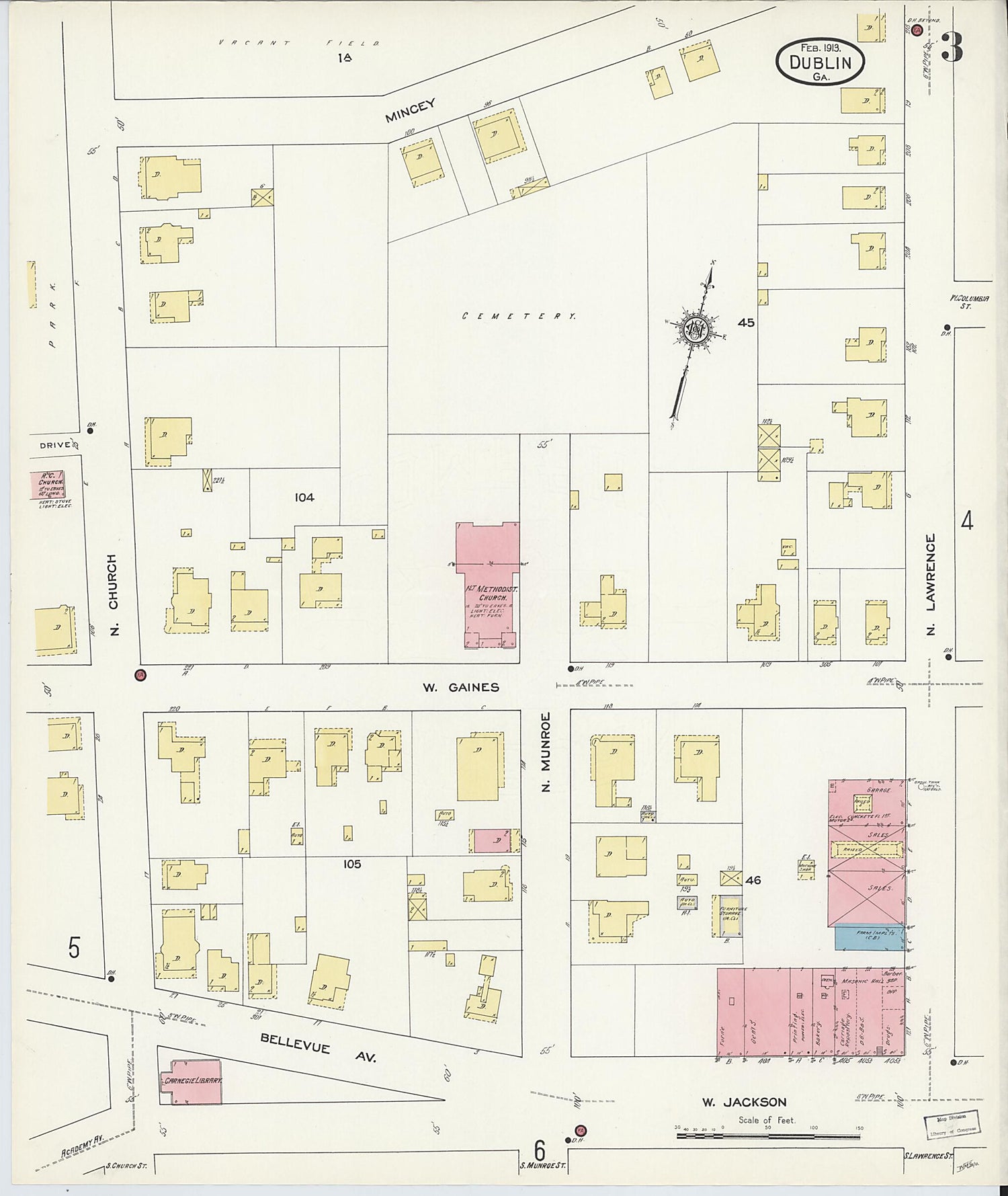 This old map of Dublin, Laurens County, Georgia was created by Sanborn Map Company in 1913