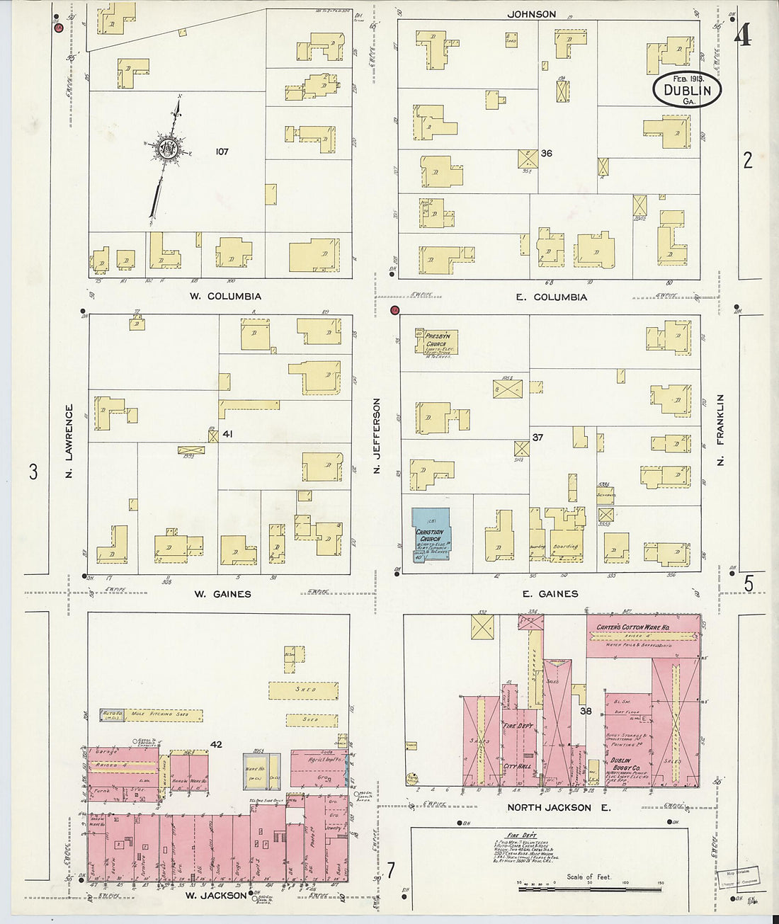 This old map of Dublin, Laurens County, Georgia was created by Sanborn Map Company in 1913